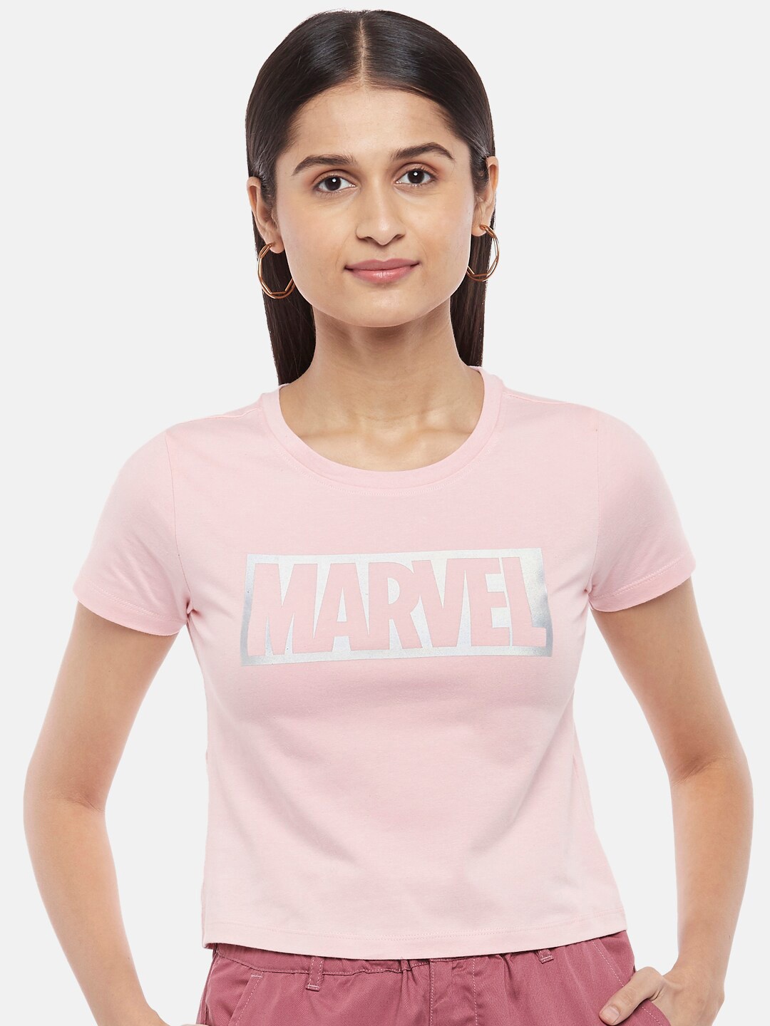 

Honey by Pantaloons Marvel Printed Cotton Crop Top, Pink