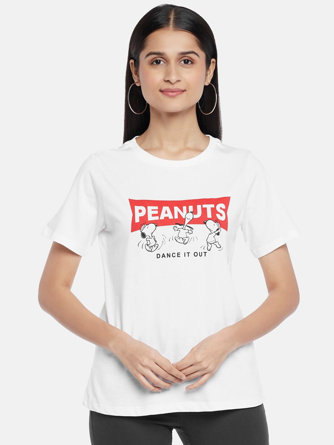 

Honey by Pantaloons Peanuts Printed Cotton Top, White