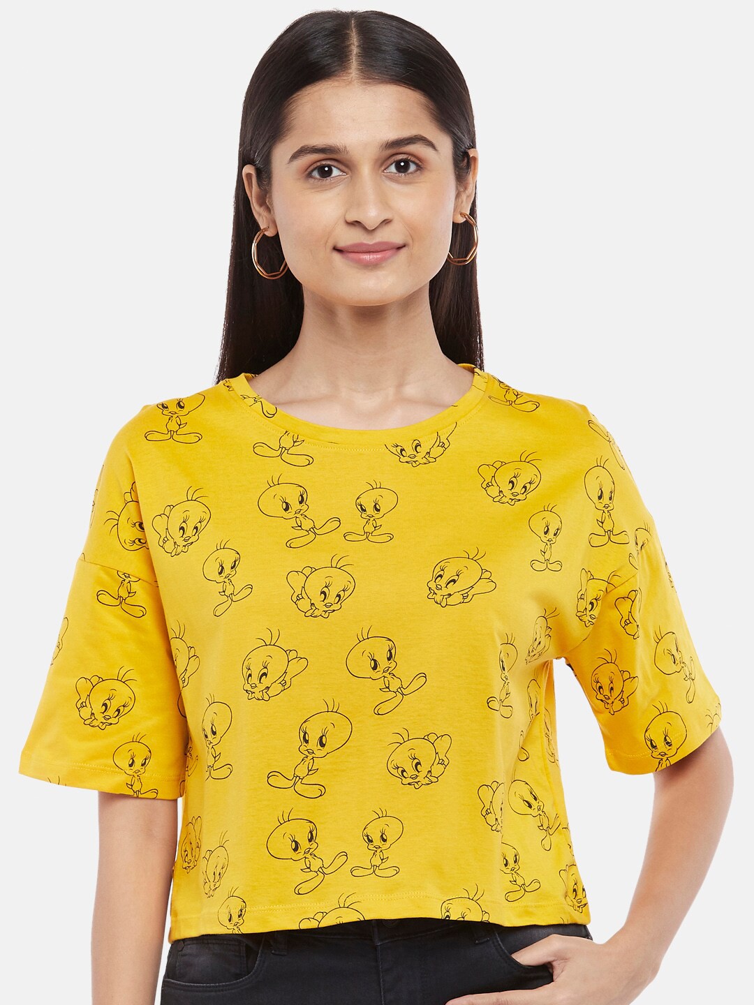 

Honey by Pantaloons Tweety Printed Cotton T-shirt, Yellow