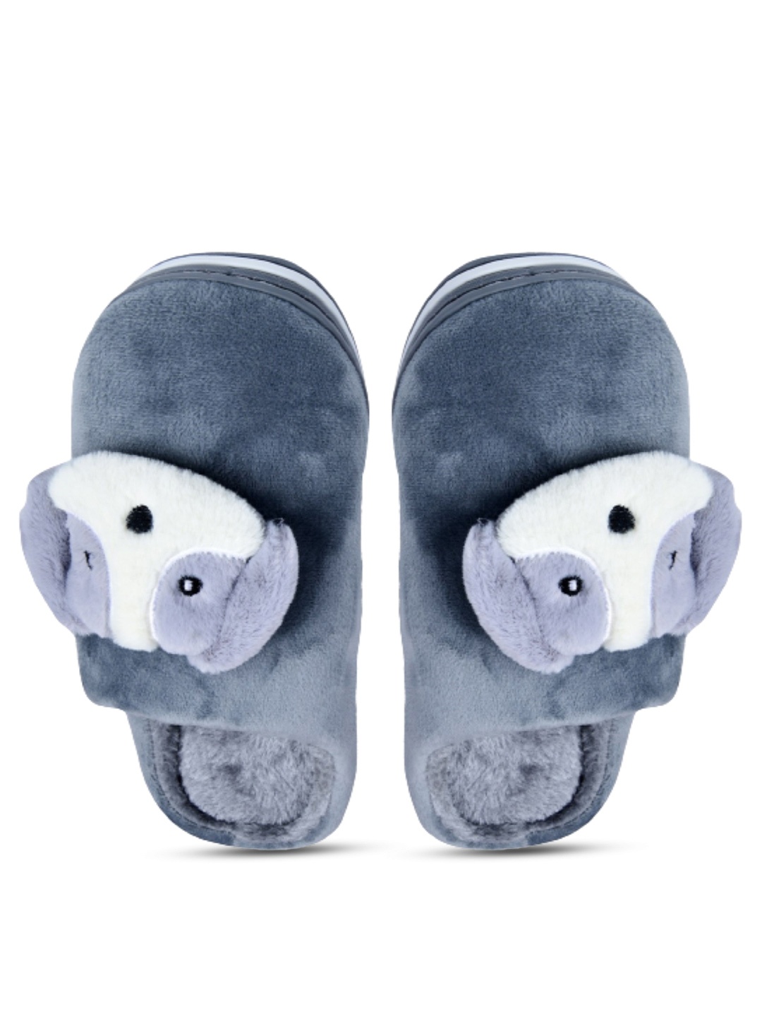 

CASSIEY Unisex Puppy Detail Fur Room Slippers, Grey