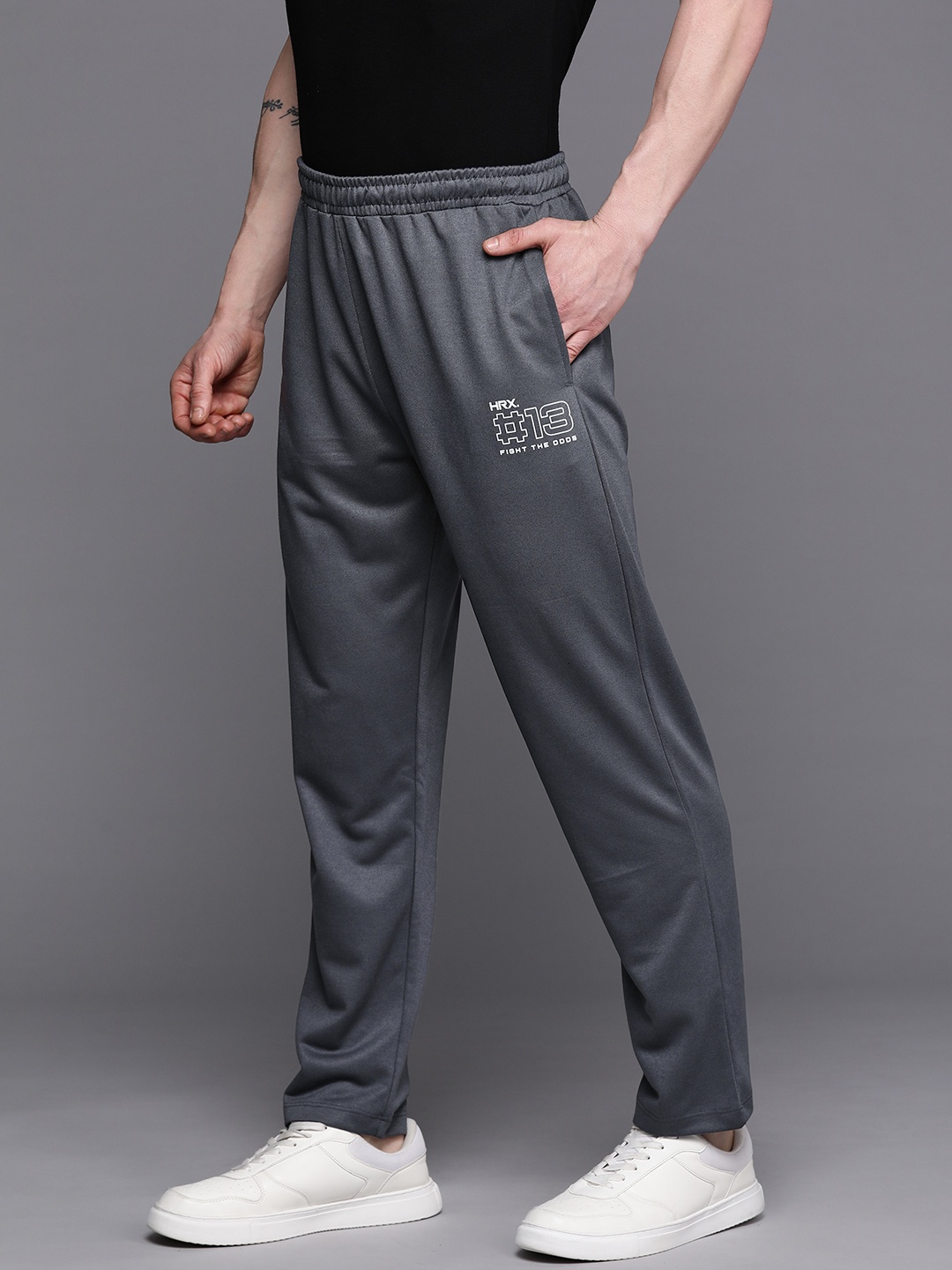 

HRX by Hrithik Roshan Men Printed Detail Track Pants, Grey