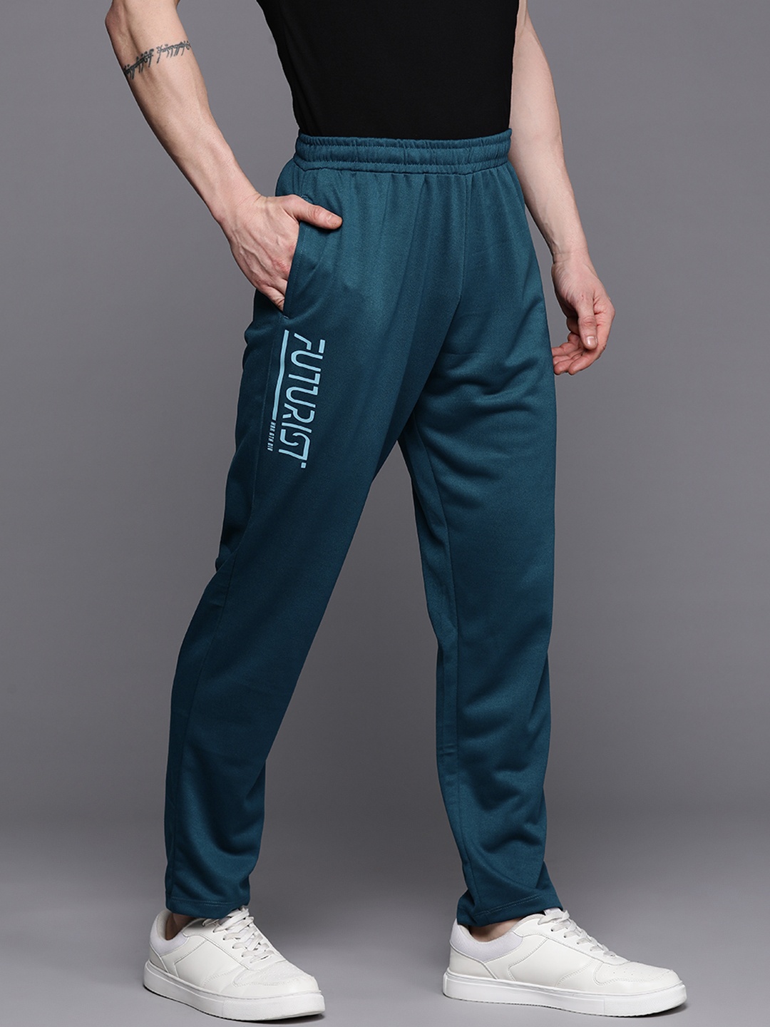 

HRX by Hrithik Roshan Men Printed Detail Track Pants, Teal