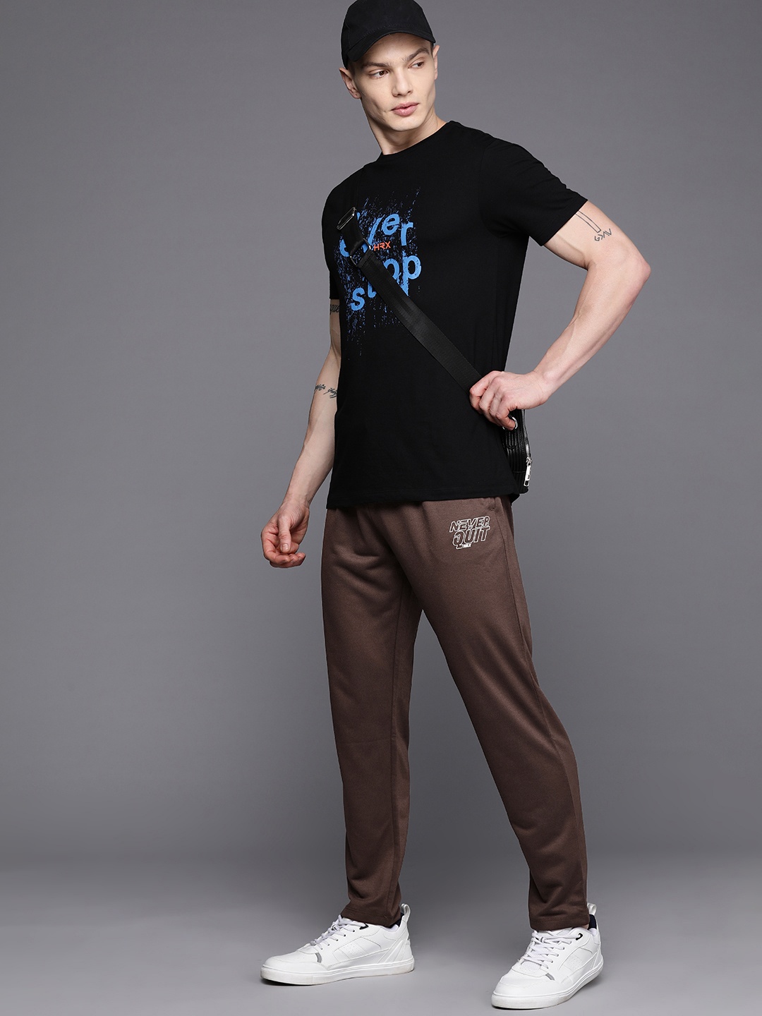 

HRX by Hrithik Roshan Men Printed Detail Track Pants, Brown