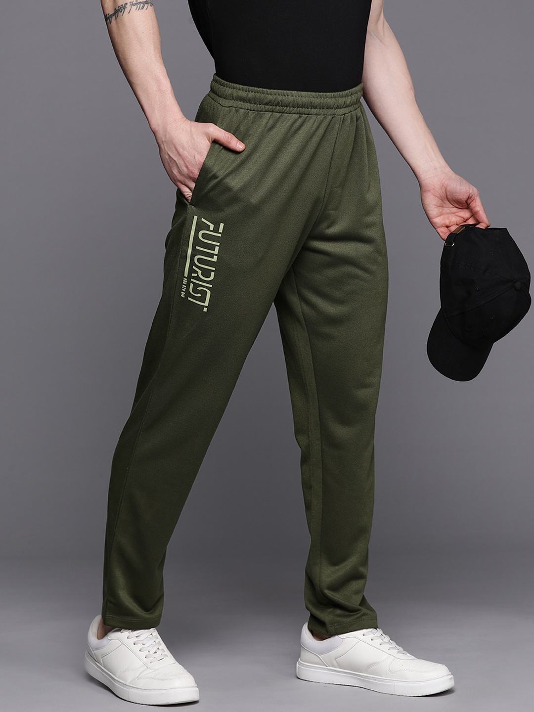 

HRX by Hrithik Roshan Men Printed Detail Lifestyle Track Pants, Olive