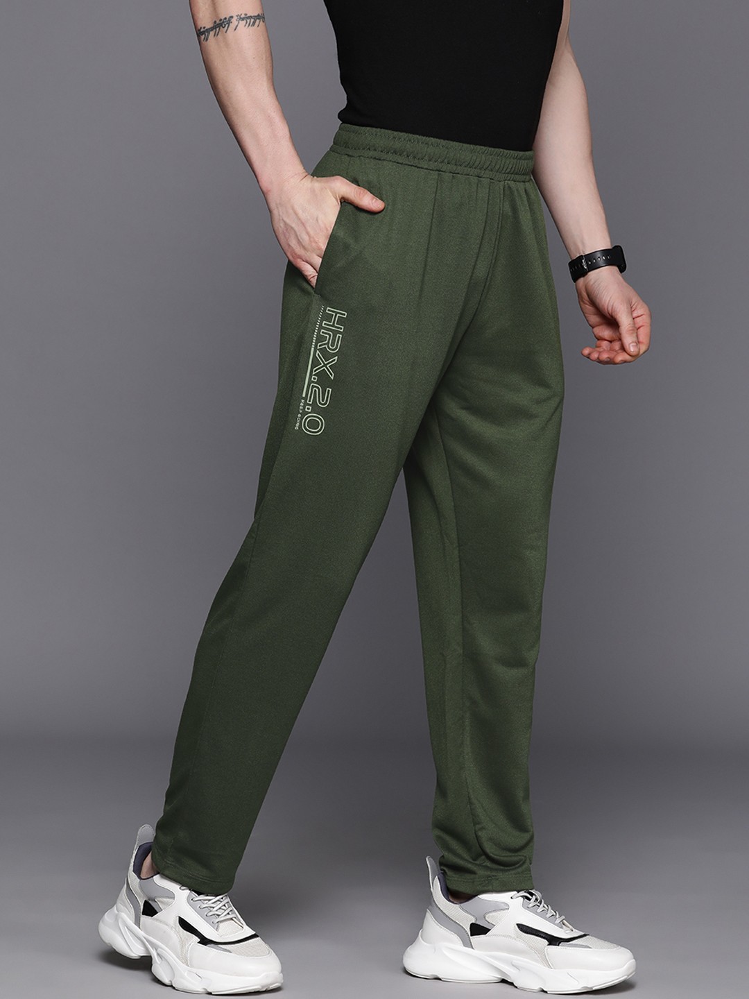 

HRX by Hrithik Roshan Men Solid Lifestyle Track Pants, Olive