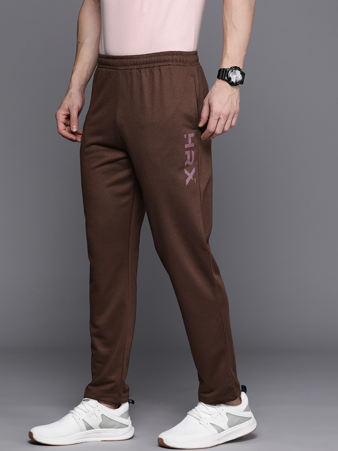 

HRX by Hrithik Roshan Men Printed Detail Track Pants, Brown