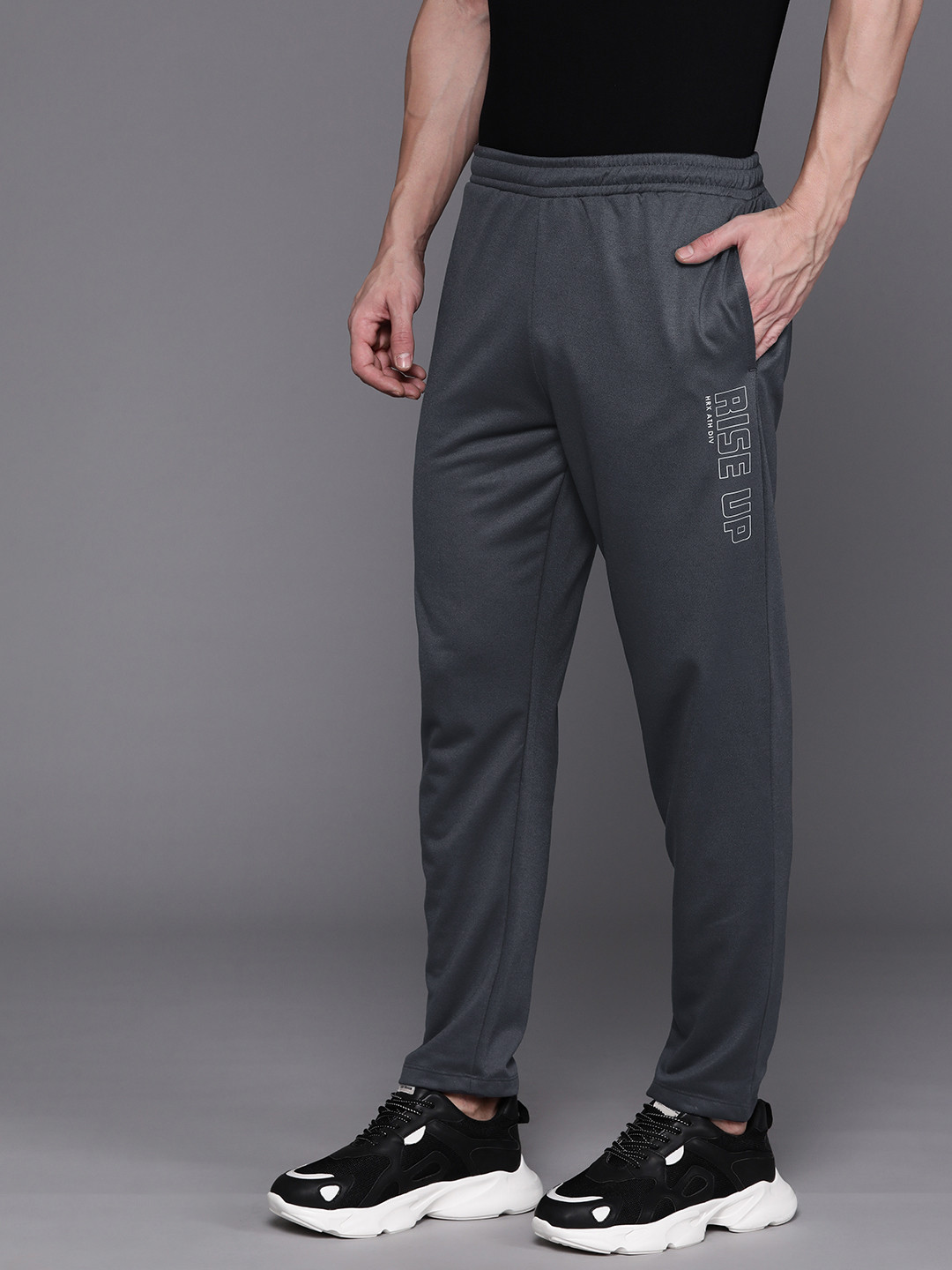 

HRX by Hrithik Roshan Men Printed Detail Track Pants, Grey