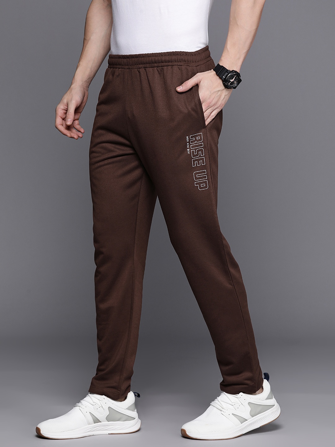 

HRX by Hrithik Roshan Men Printed Detail Track Pants, Brown