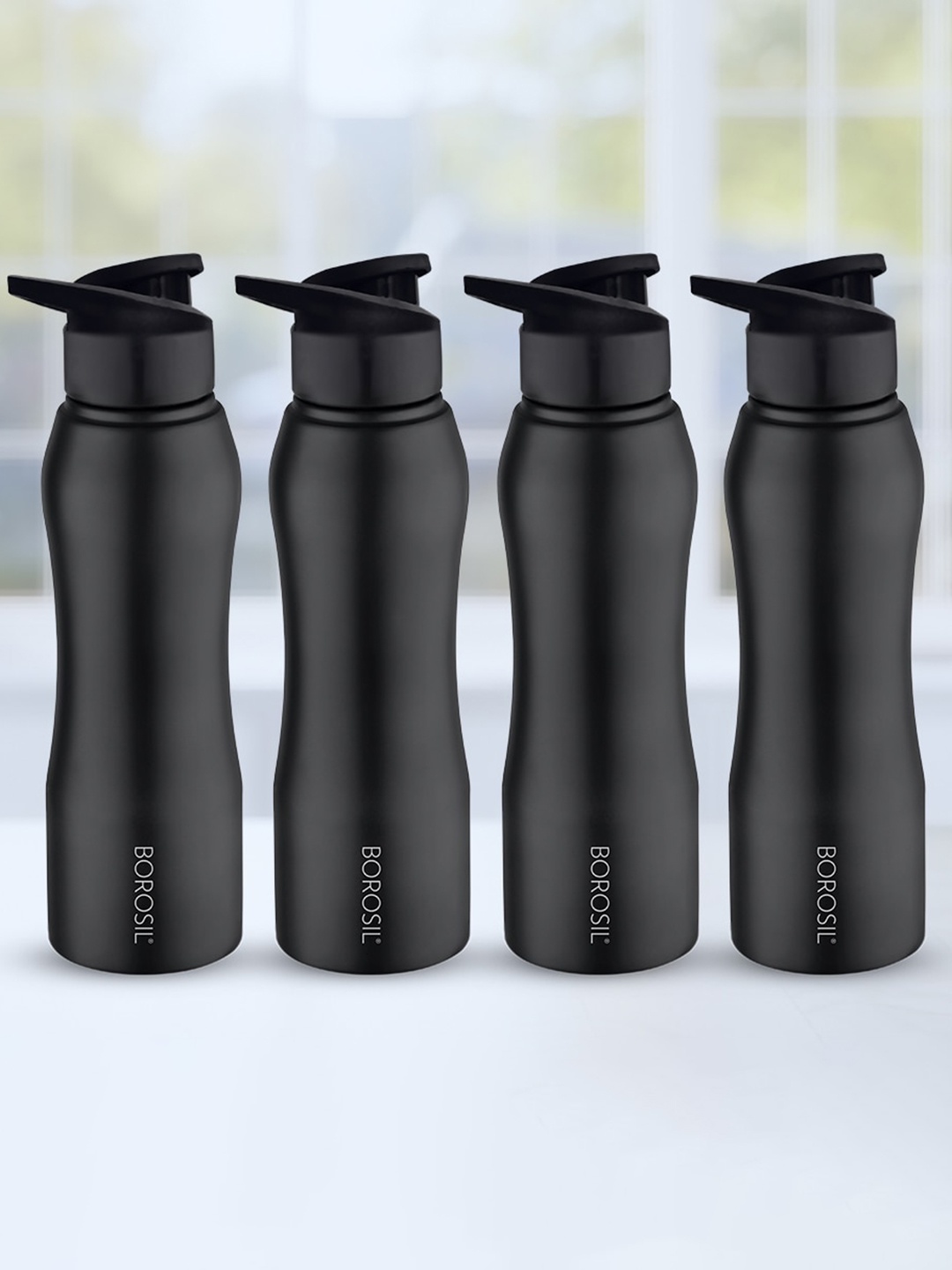 

BOROSIL Grip N Sip Black 4 Pieces Stainless Steel Sipper Water Bottel 750 ml each
