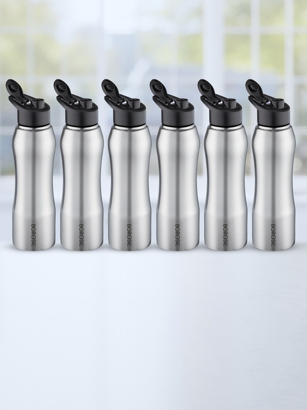 

BOROSIL Grip N Sip Silver Toned 6-Pcs Stainless Steel Single Wall Sipper Bottle 750ml each