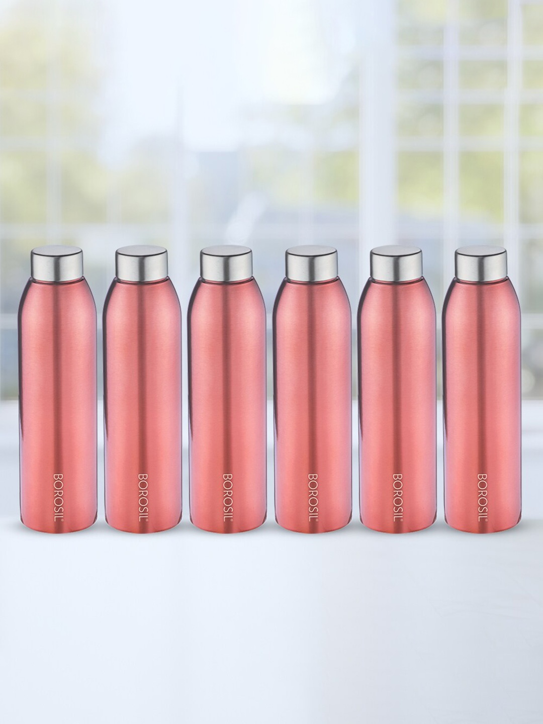 

BOROSIL Easysip Pink 6 Pieces Stainless Steel Water Bottle 750 ml each