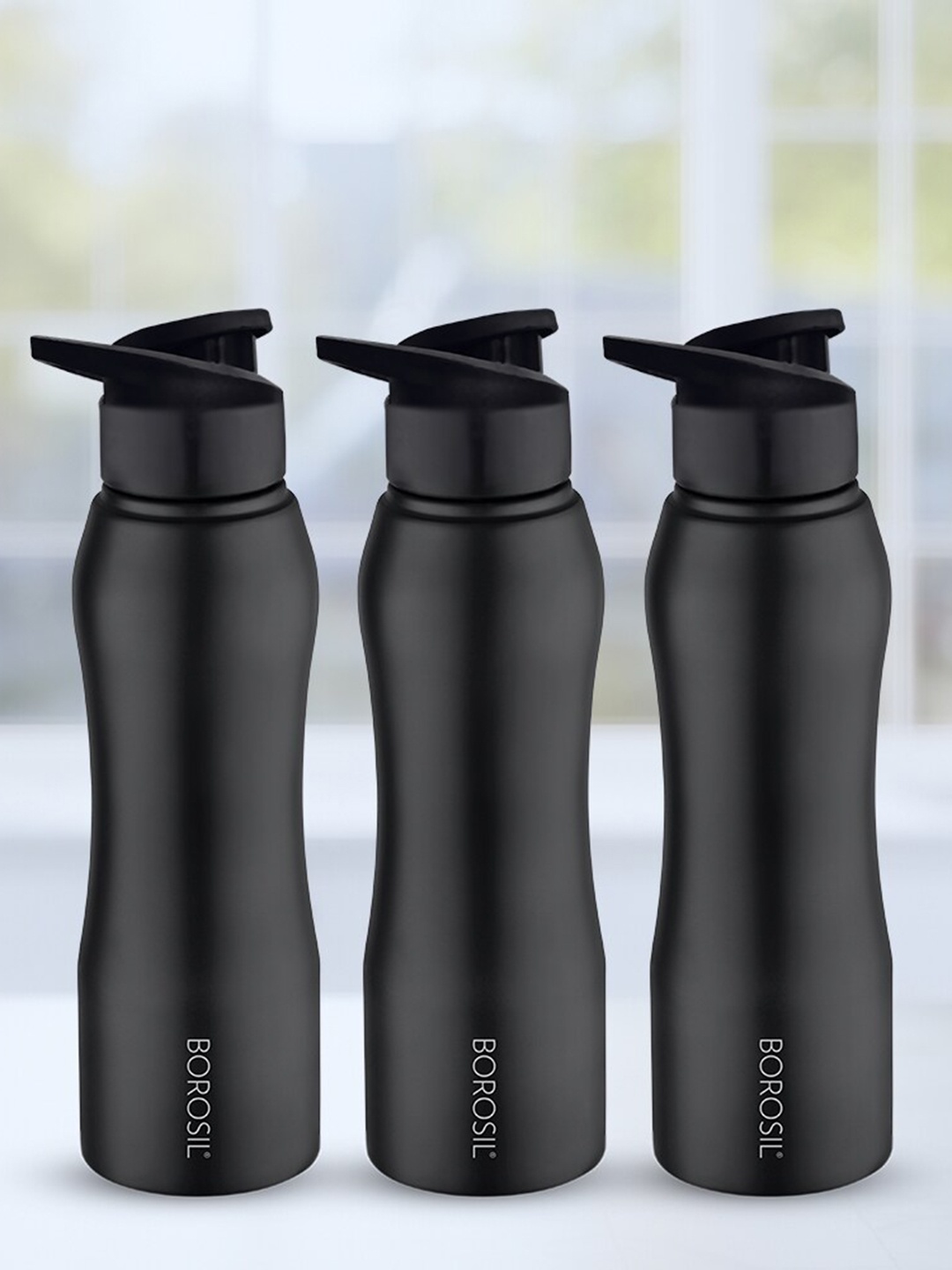 

BOROSIL Grip N Sip 3-Pieces Black Bottle 750 ml Each
