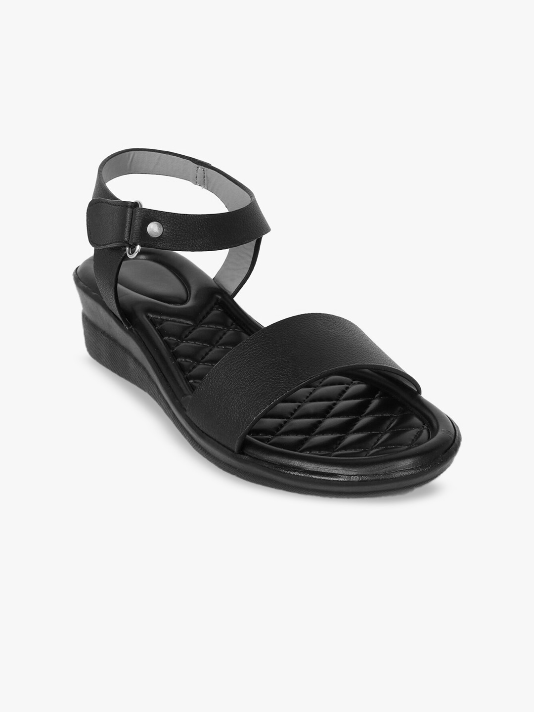 

Glitzy Galz Open Toe Comfort Heels With Backstrap, Black