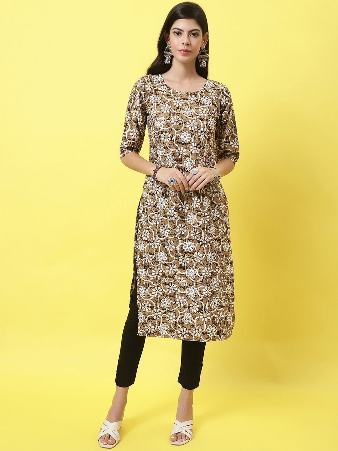 

7Threads Women Multicoloured Printed Crepe Kurta, Multi