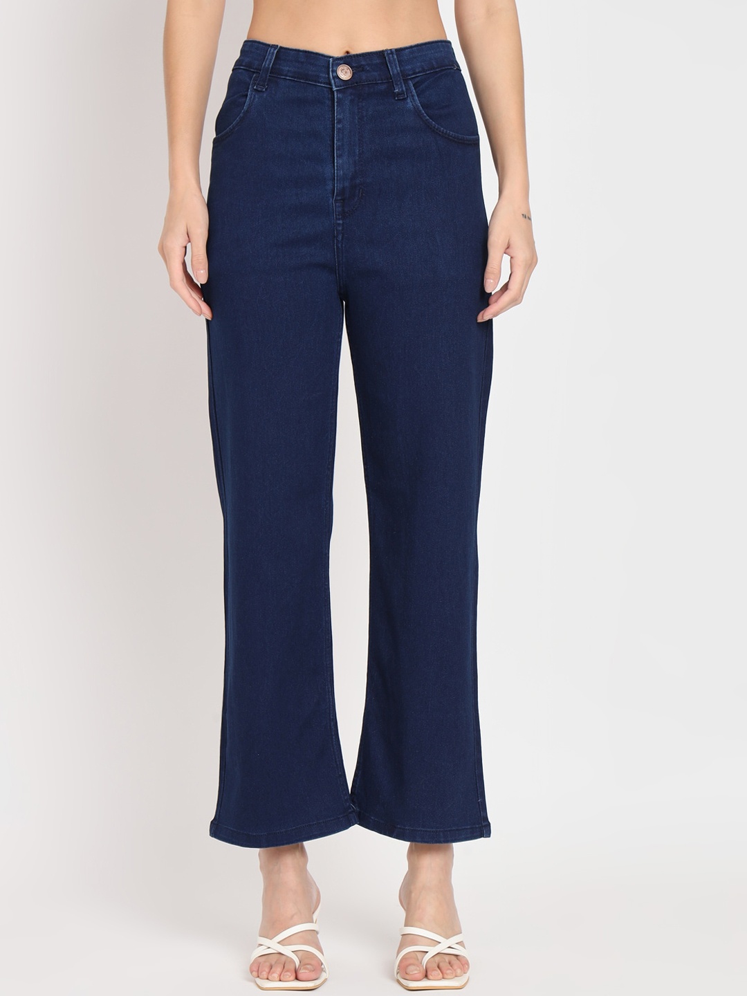 

BAESD Women Jean Slim Fit High-Rise Cropped Cotton Jeans, Blue