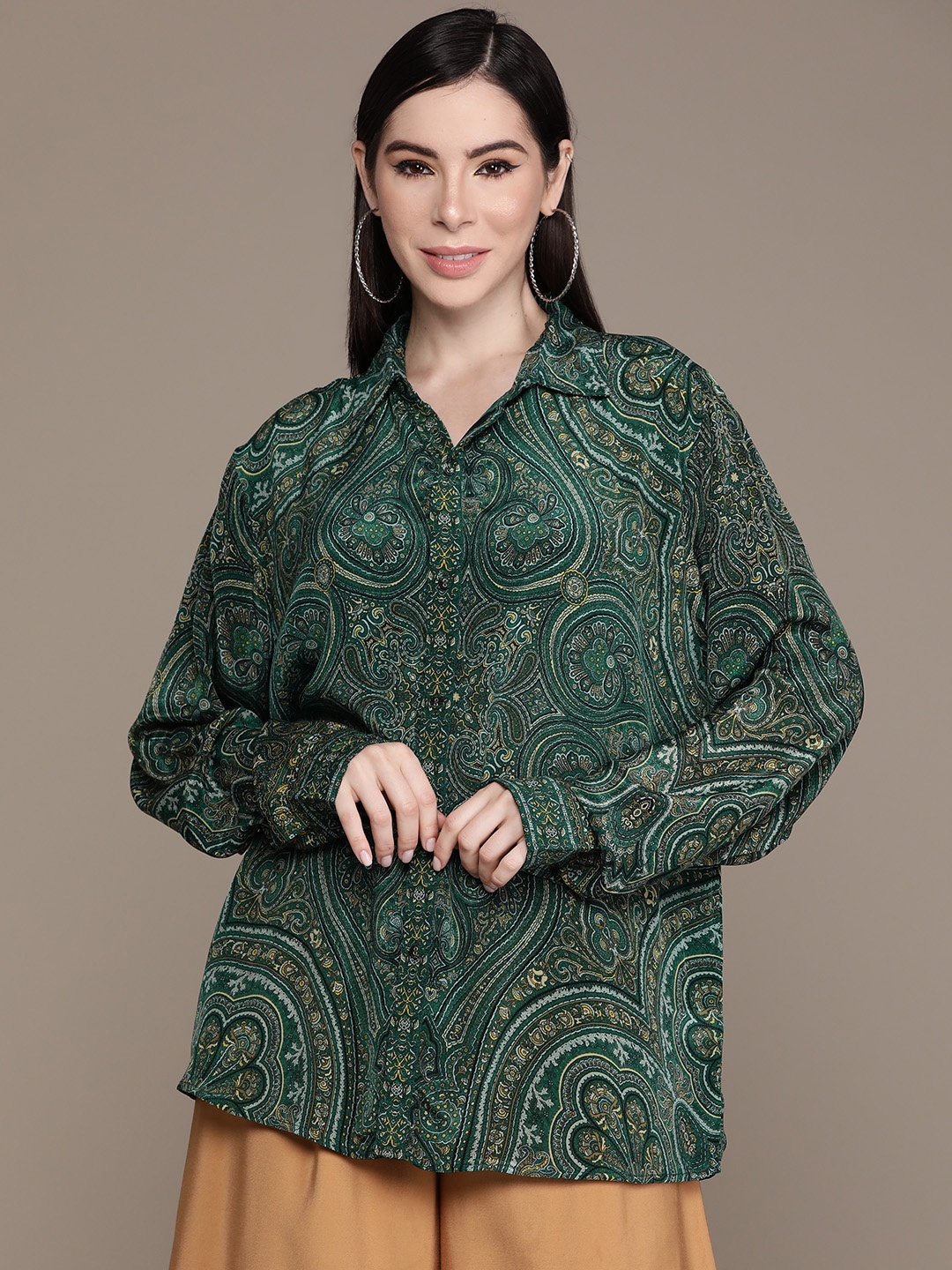 

Ritu Kumar Women Relaxed Opaque Printed Casual Shirt, Green