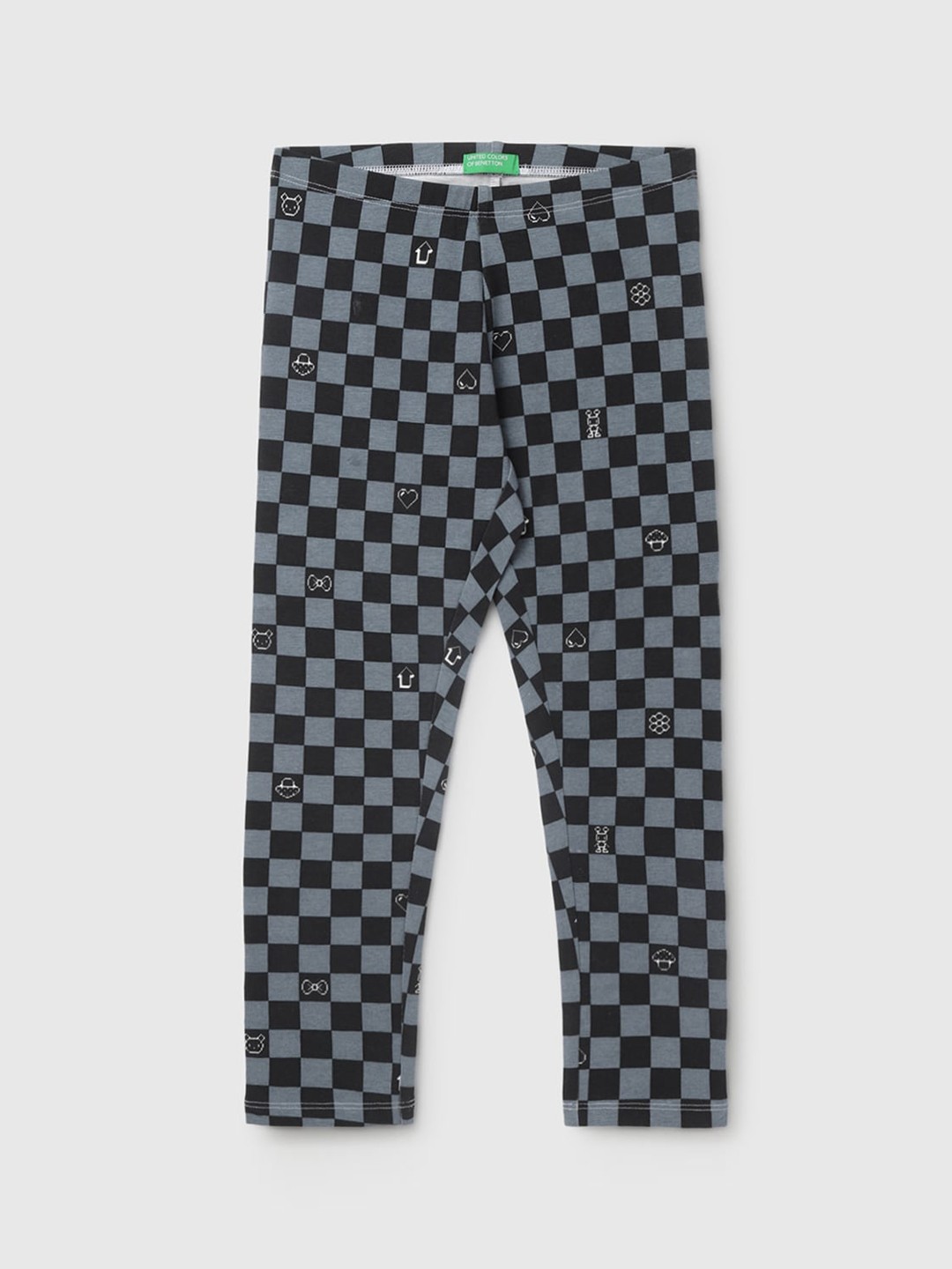 

United Colors of Benetton Girls Checked Ankle Length Leggings, Grey