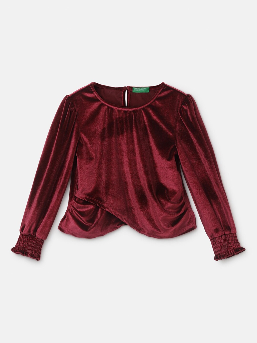 

United Colors of Benetton Girls Puff Sleeves Top, Burgundy