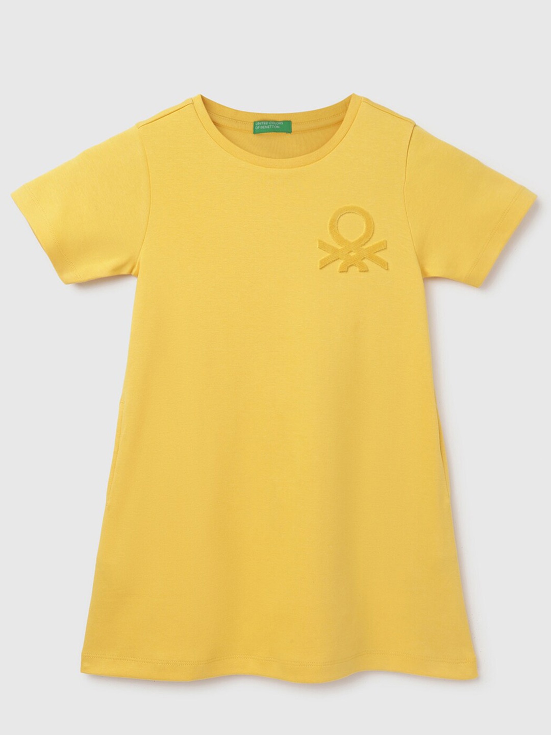 

United Colors of Benetton Girls Cotton T-shirt Dress, Yellow