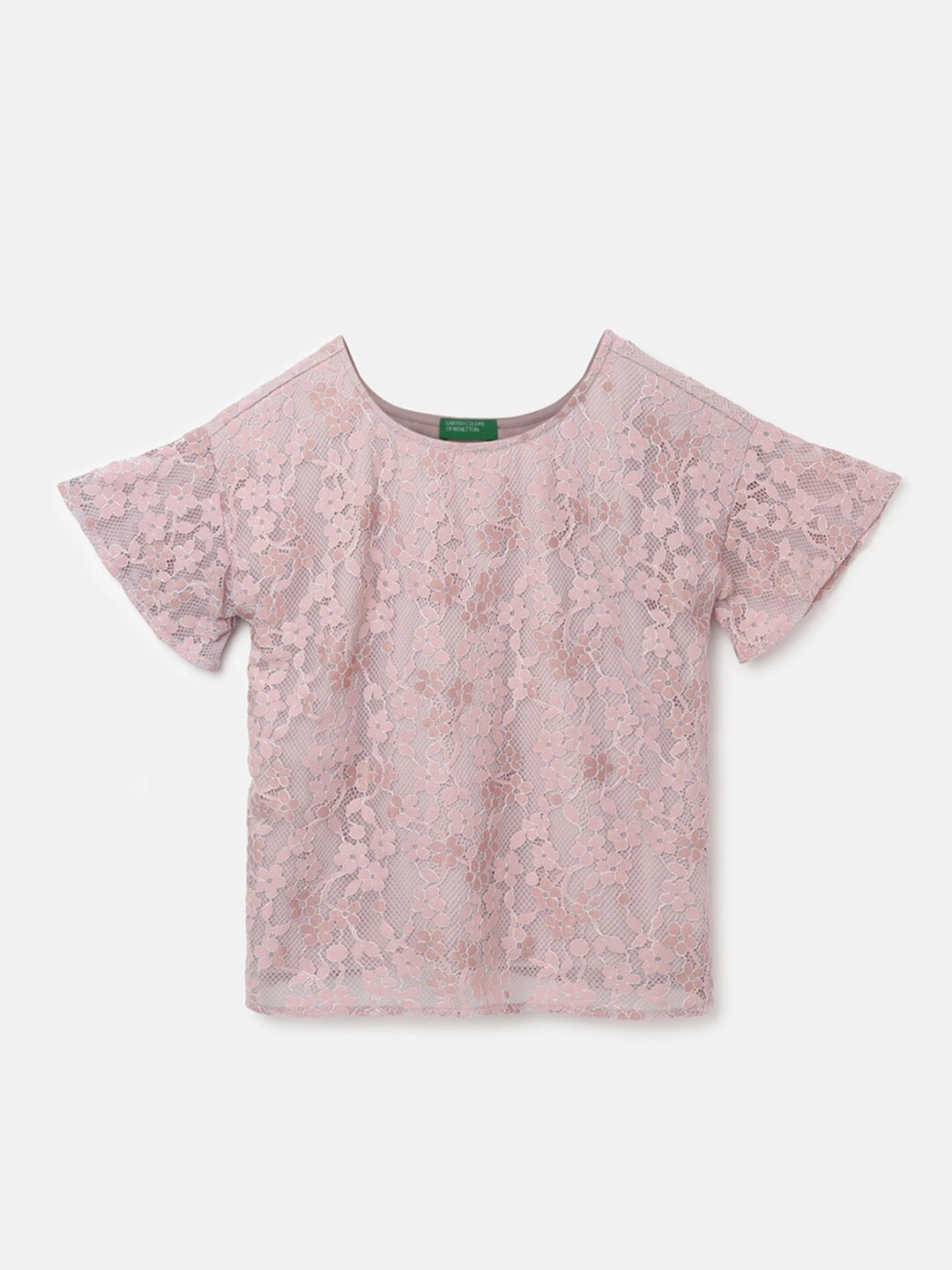 

United Colors of Benetton Girls Floral Embroidered Top, Pink