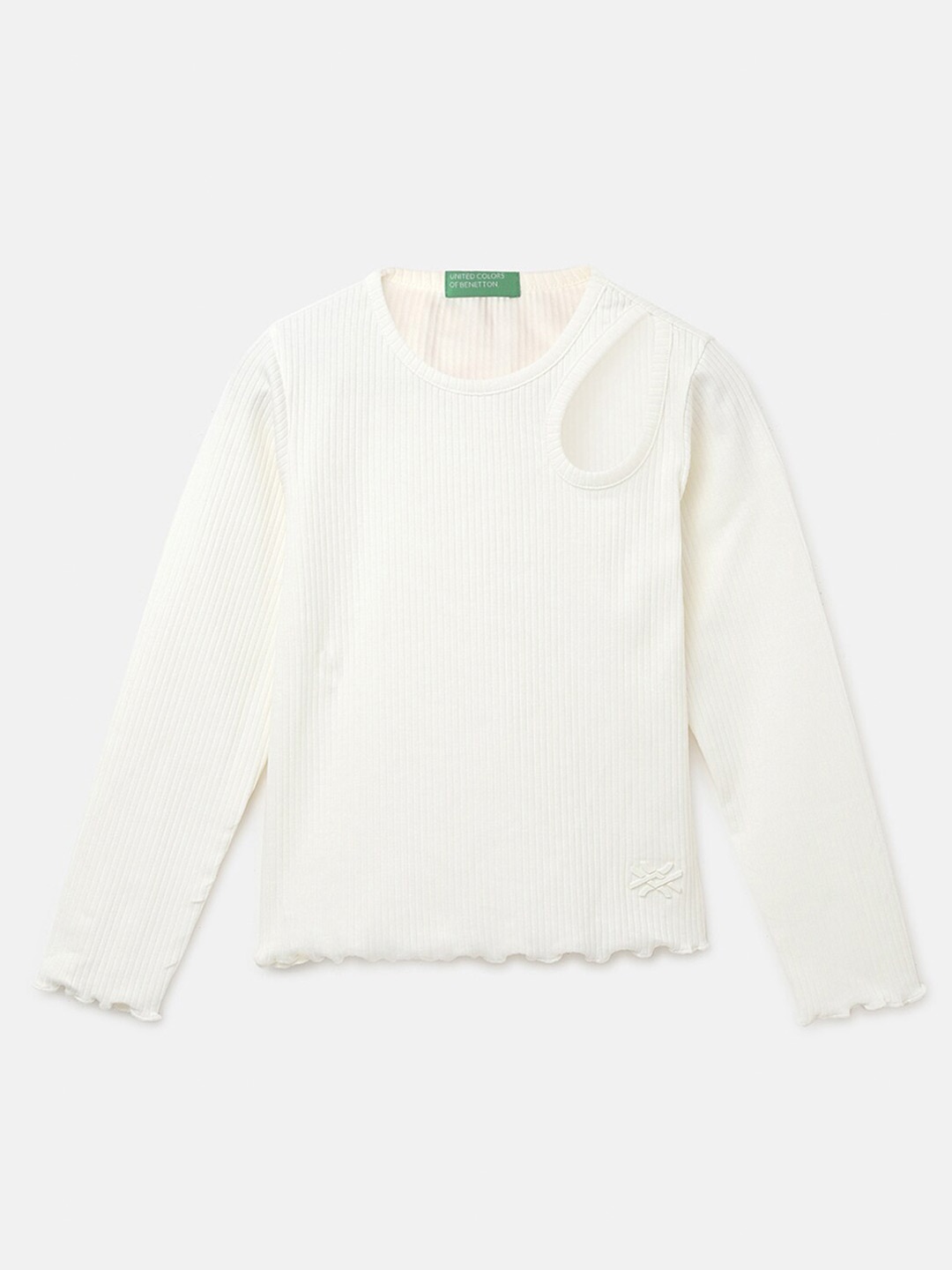 

United Colors of Benetton Girls Cut Out Cotton Top, White