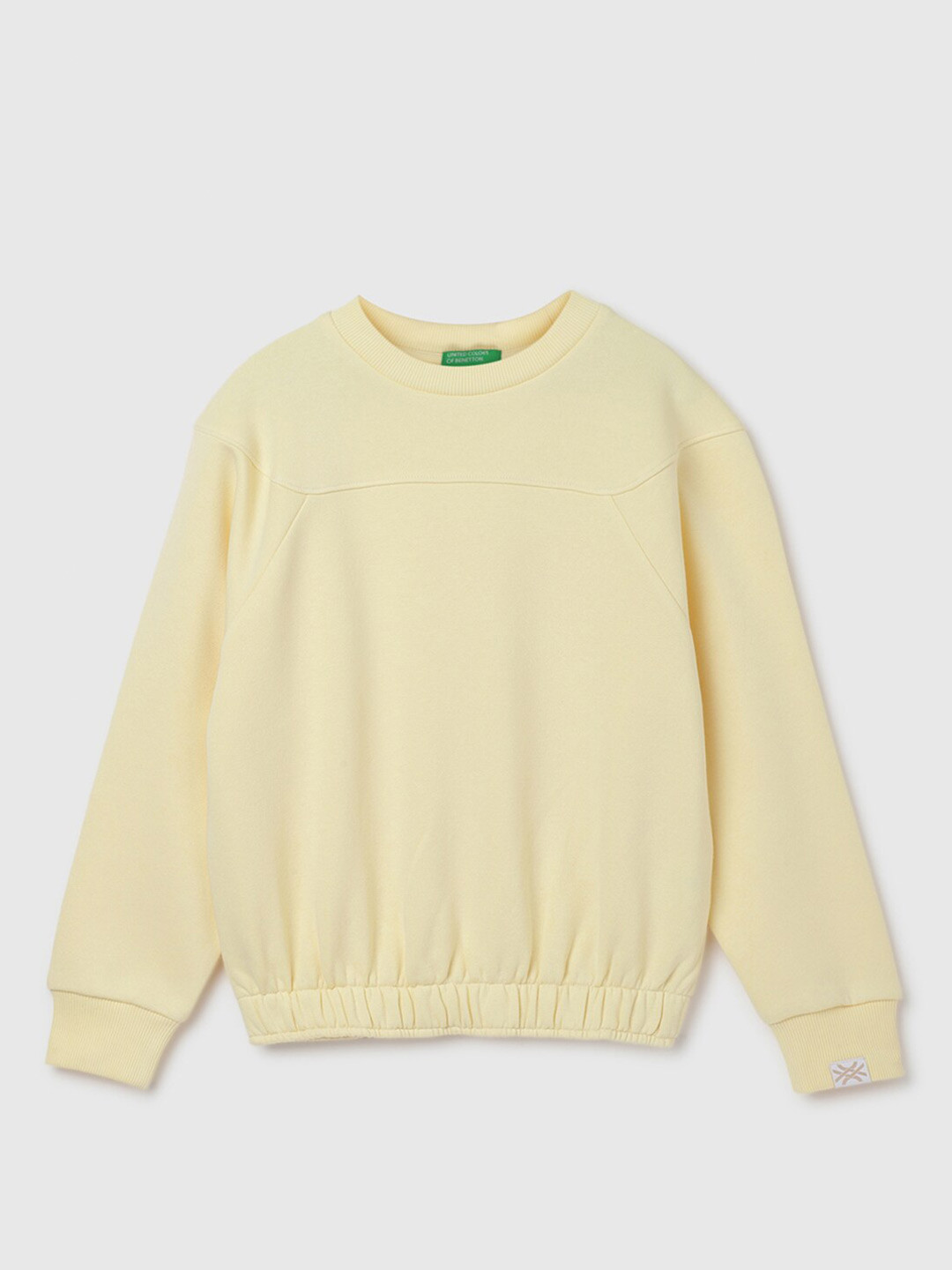 

United Colors of Benetton Girls Round Neck Cotton Sweatshirt, Yellow