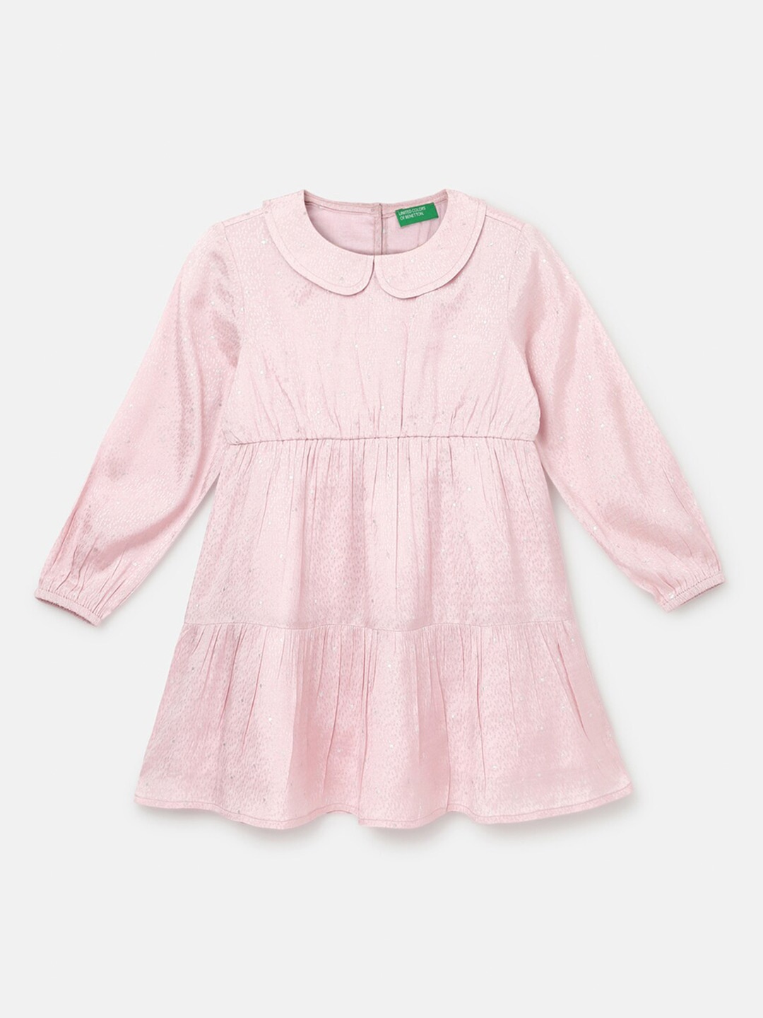 

United Colors of Benetton Girls Peter Pan Collar A-Line Dress, Pink