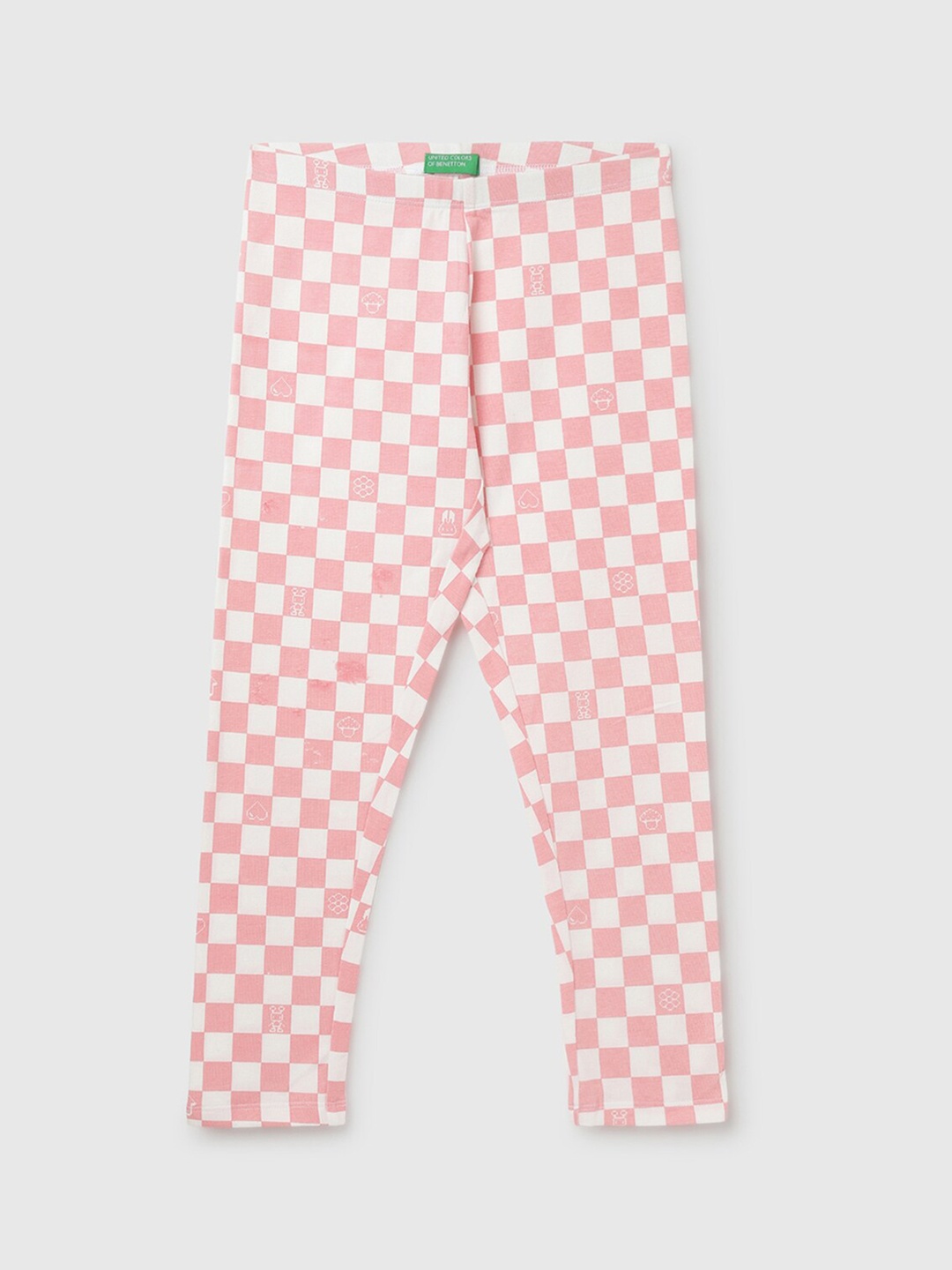 

United Colors of Benetton Girls Checked Ankle Length Leggings, Pink