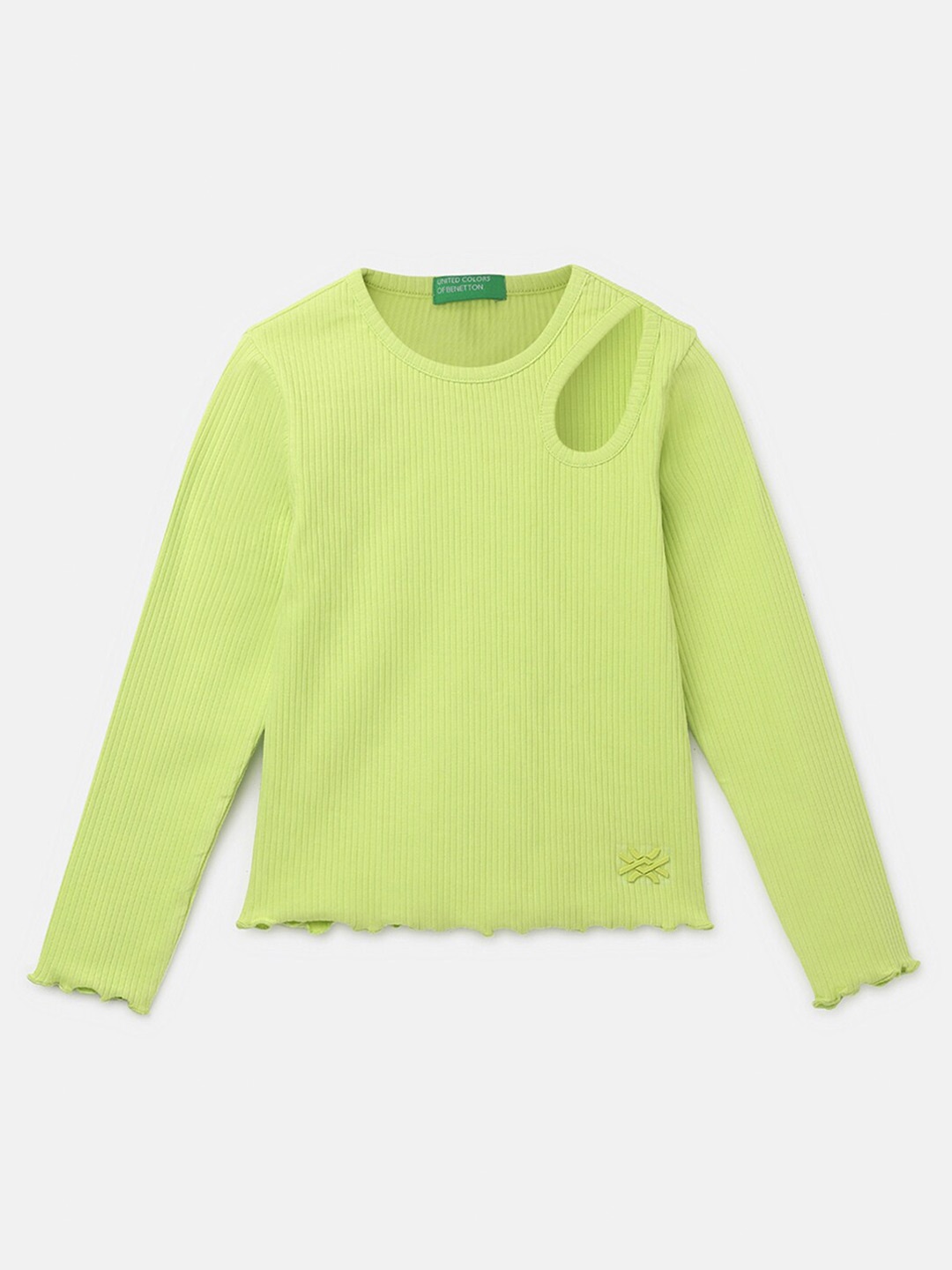 

United Colors of Benetton Girls Cut Out Cotton Top, Green