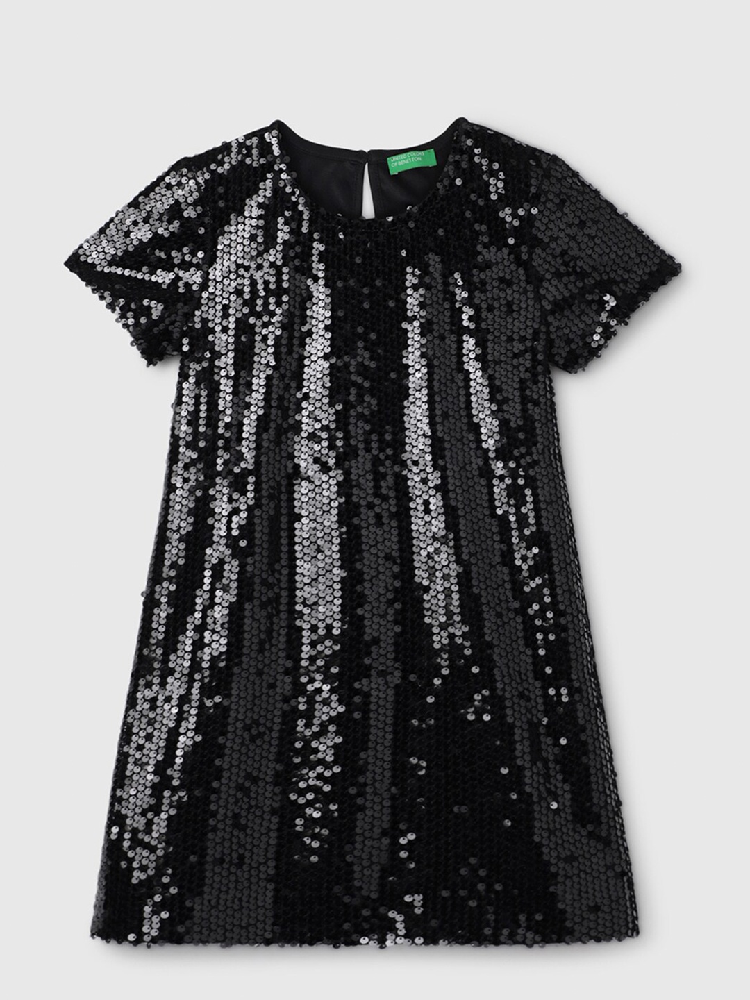 United Colors of Benetton Girls Embellished A-Line Dress, Black