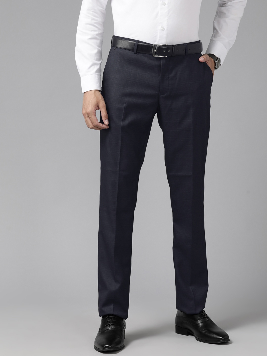 

Blackberrys Men Slim Fit Formal Trousers, Navy blue
