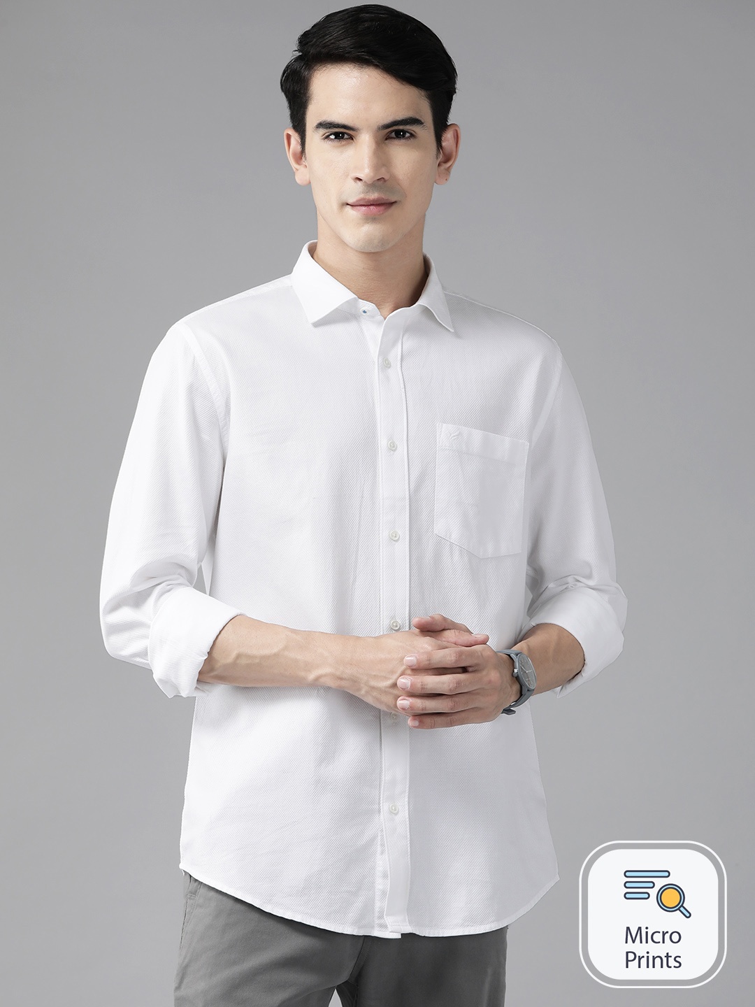 

Blackberrys Cotton Textured India Slim Fit Casual Shirt, White