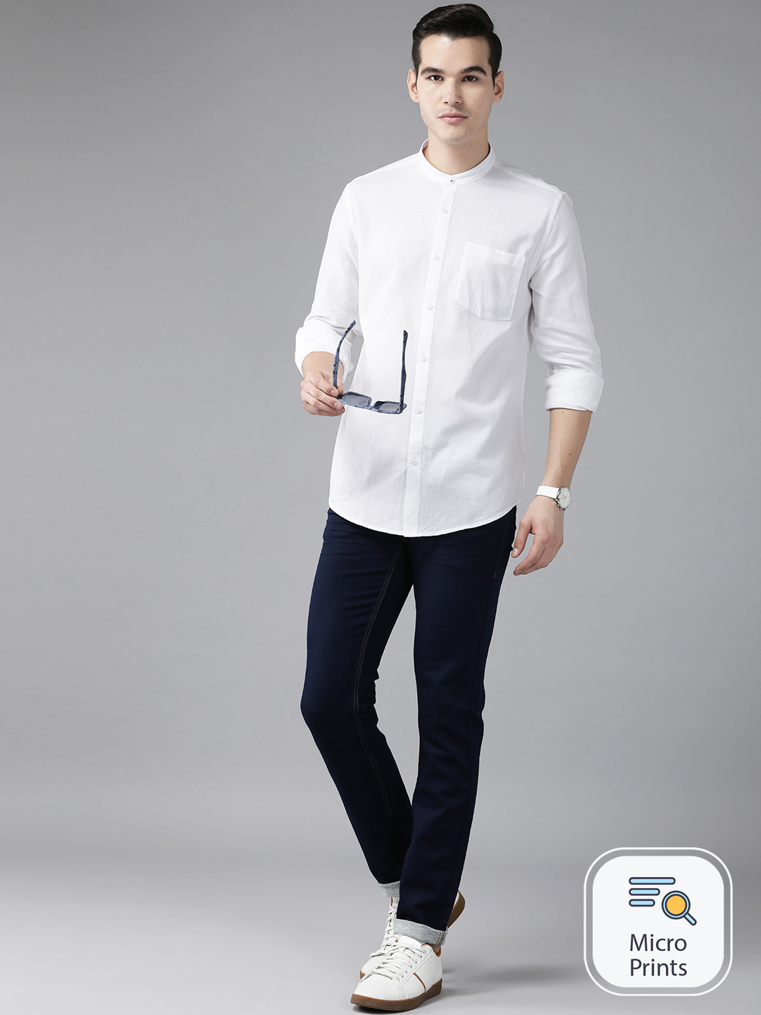 

Blackberrys Cotton Textured India Slim Fit Casual Shirt, White