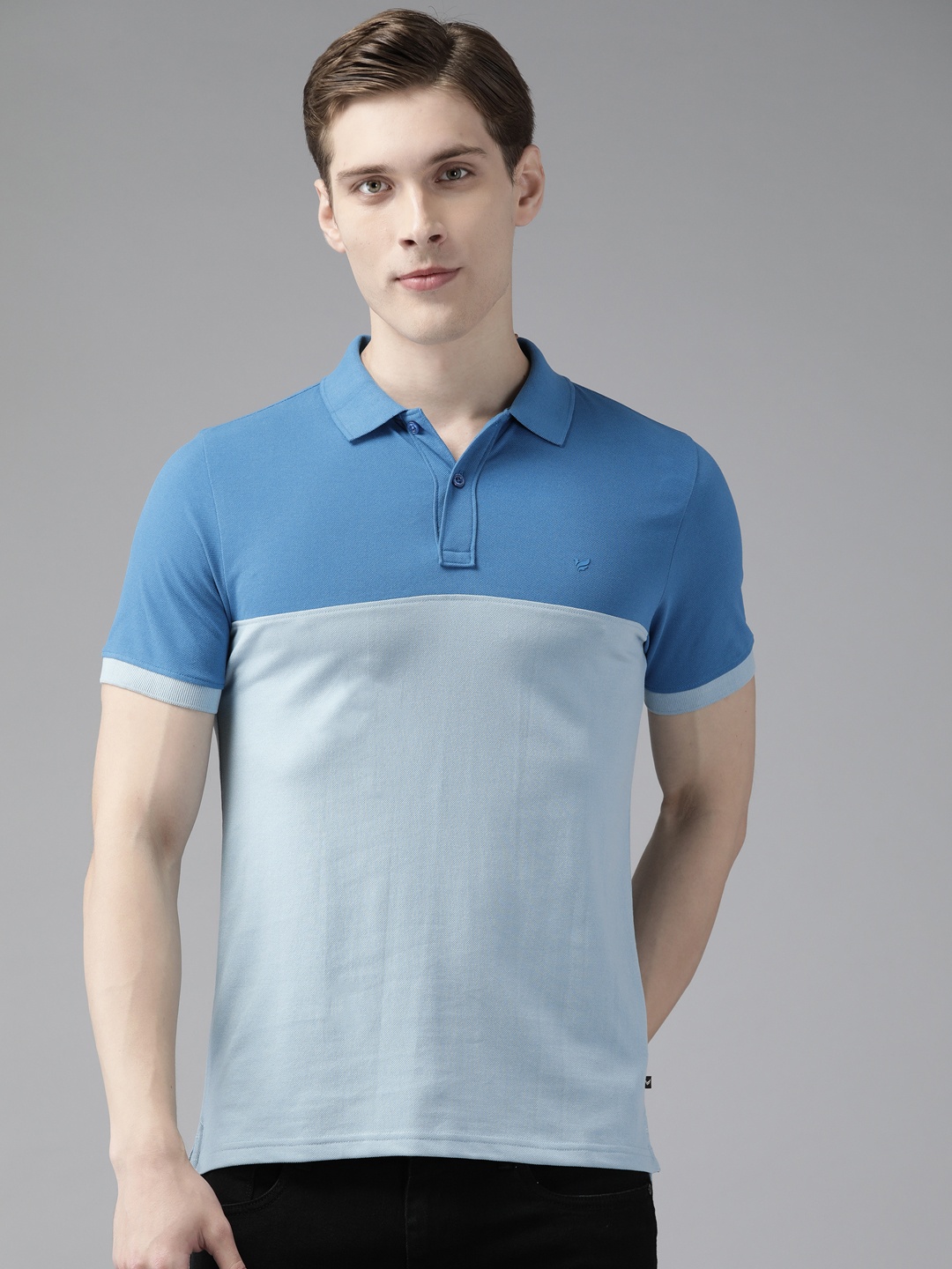 

Blackberrys Colourblocked Slim Fit Polo Collar T-shirt, Blue