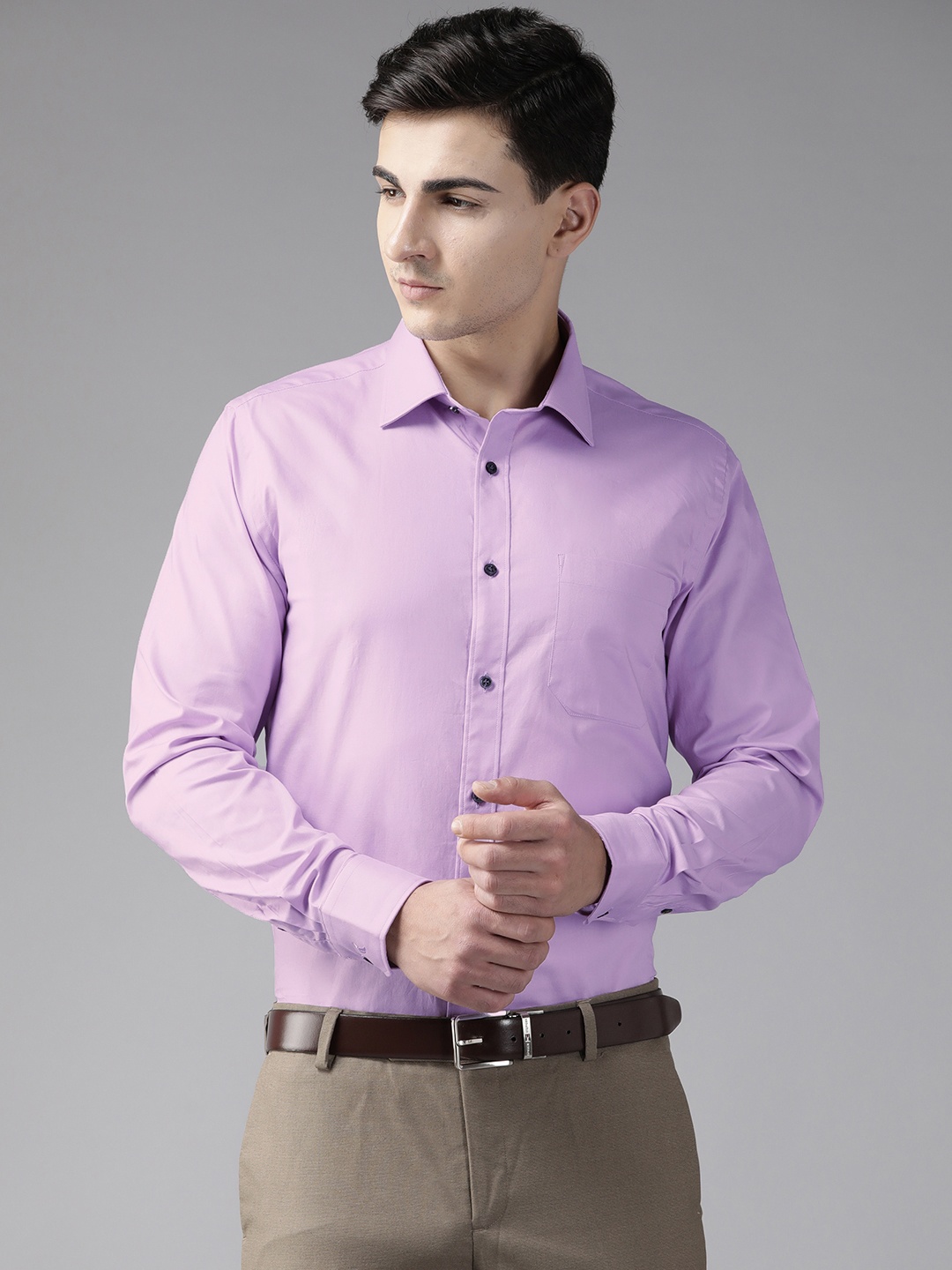 

Blackberrys Pure Cotton Slim Fit Opaque Formal Shirt, Lavender