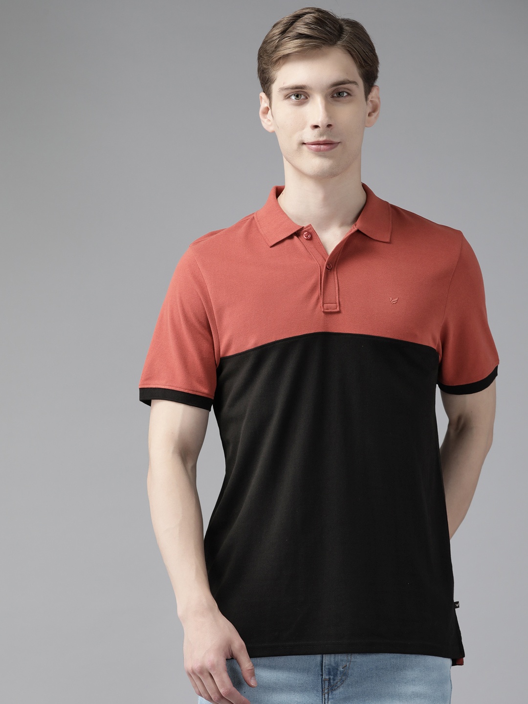 

Blackberrys Colourblocked Slim Fit Polo Collar T-shirt, Rust