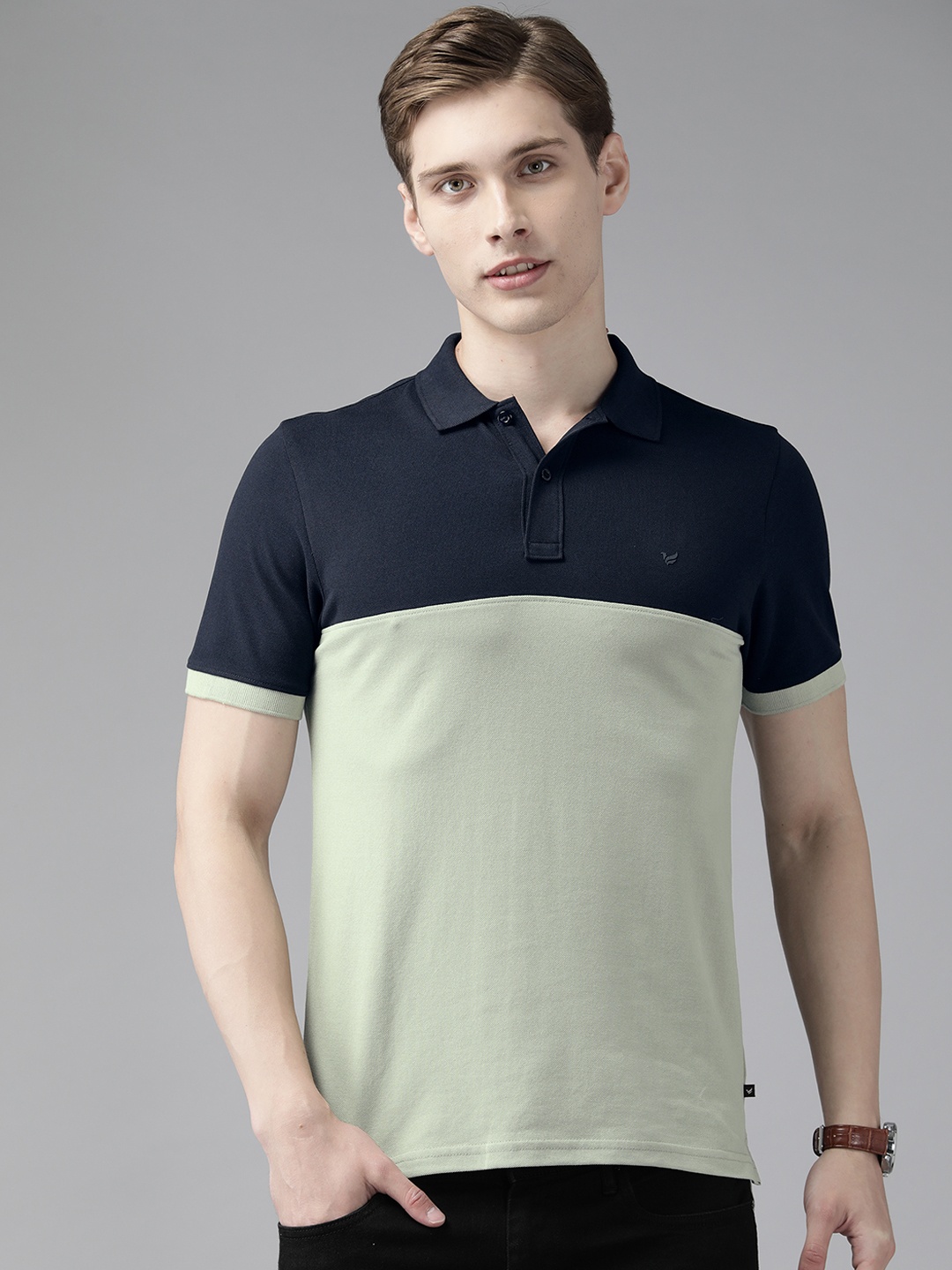 

Blackberrys Men Colourblocked Polo Collar Slim Fit T-shirt, Green