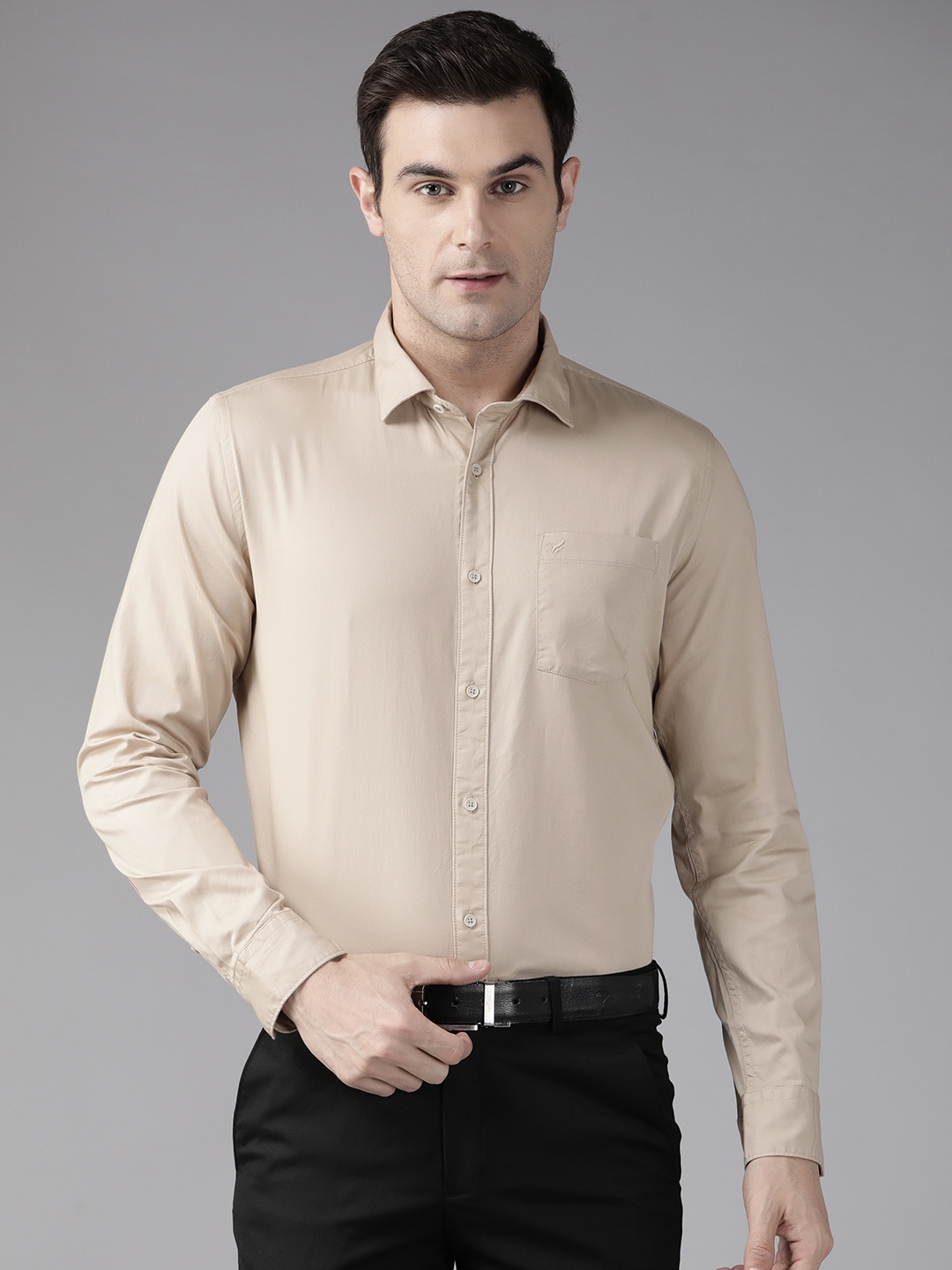 

Blackberrys Slim Fit Pure Cotton Formal Shirt, Beige