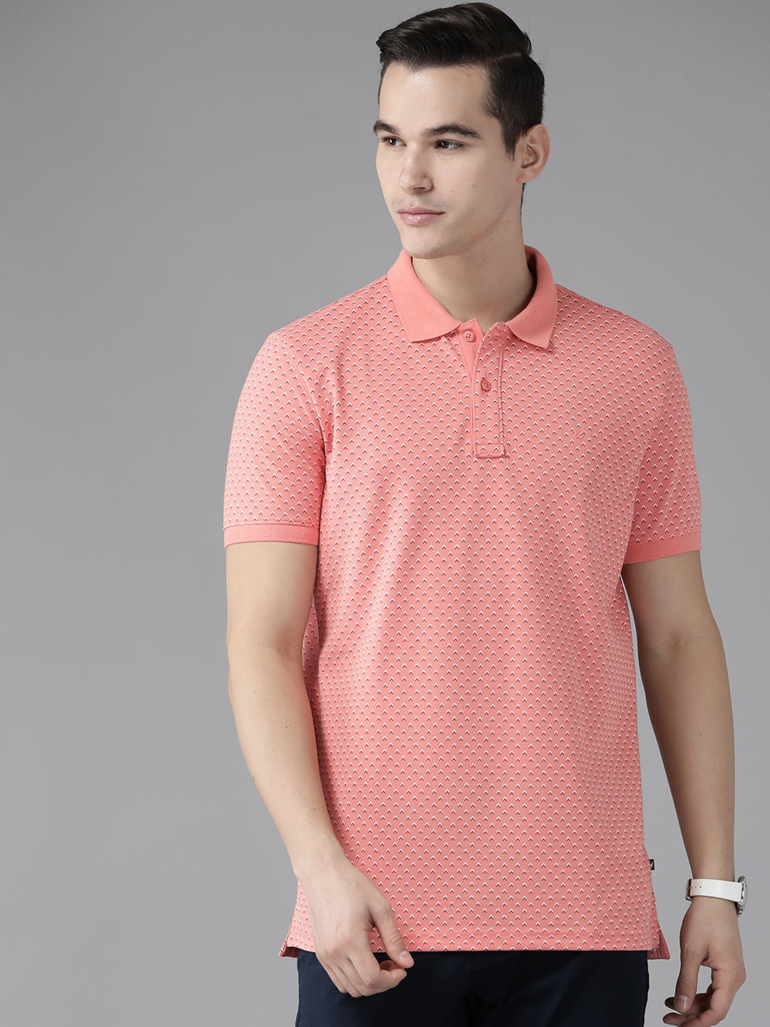 

Blackberrys Printed Polo Collar Slim Fit T-shirt, Coral
