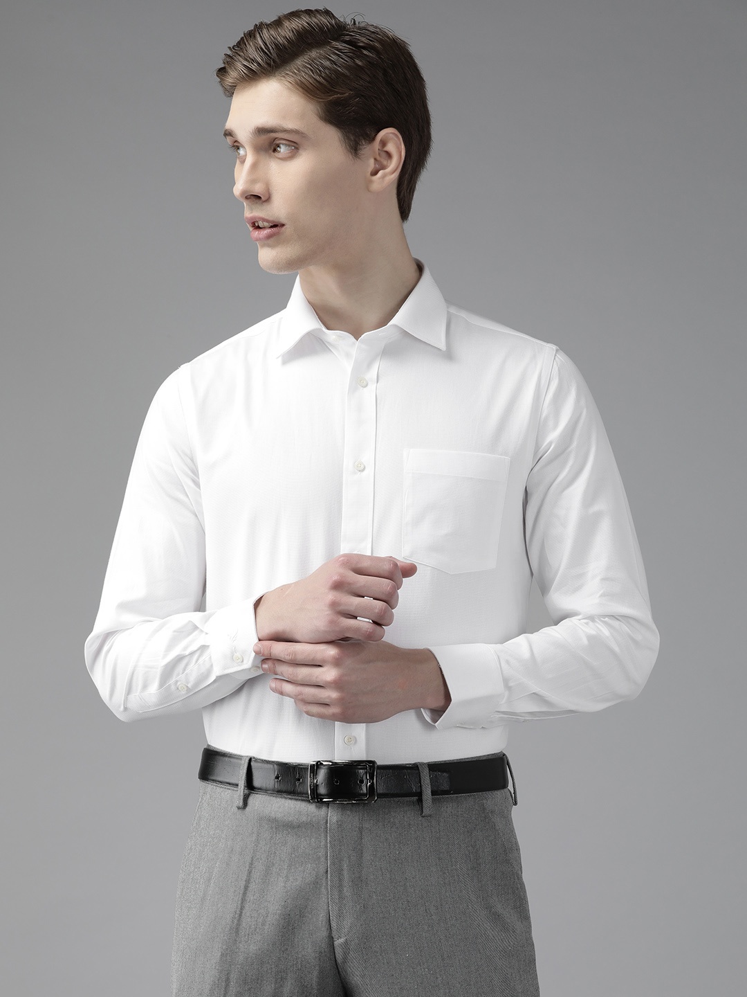 

Blackberrys Men Slim Fit Pure Cotton Formal Shirt, White