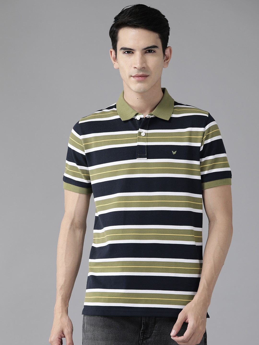 

Blackberrys Hypa Fresh Striped Polo Collar Slim Fit T-shirt, Green