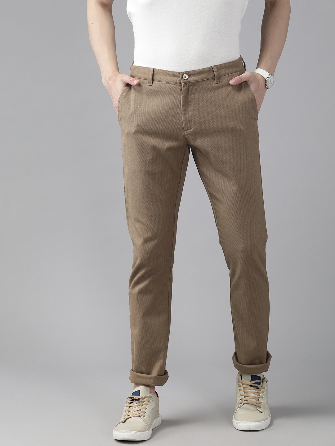 

Blackberrys Men Textured Skinny Fit Chinos, Beige