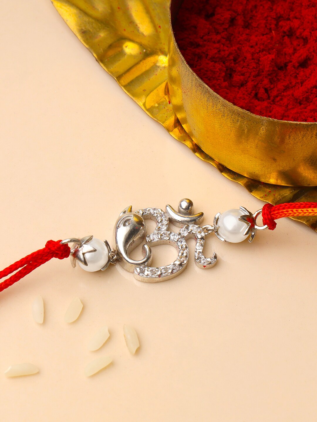 

GIVA 92.5 Sterling Silver Stone-Studded Blessing Of Ganesha Rakhi