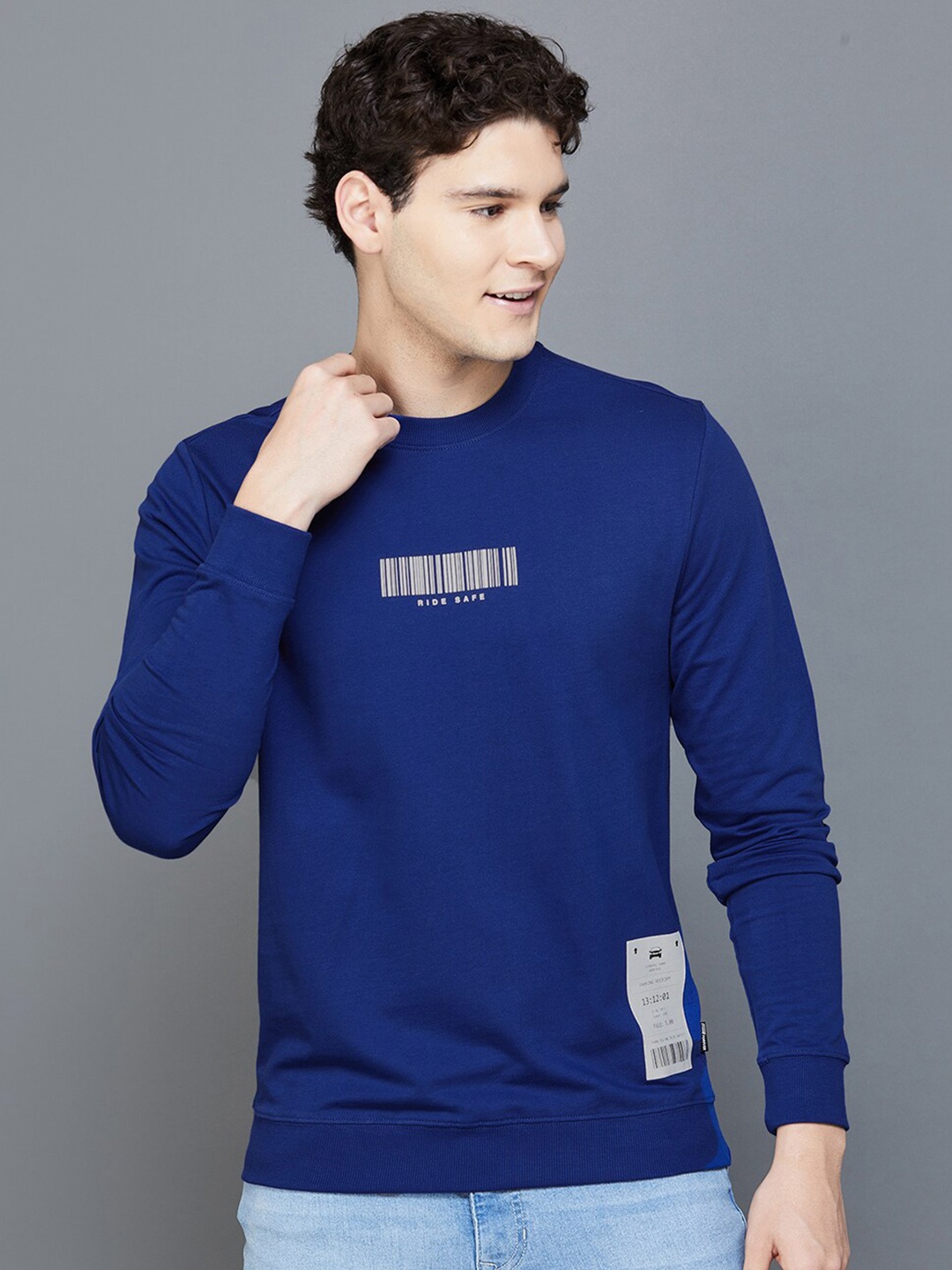 

Fame Forever by Lifestyle Round Neck Cotton Sweatshirt, Blue