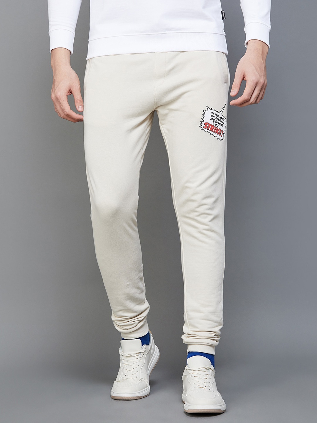 

Fame Forever by Lifestyle Men Mid Rise Cotton Joggers, Beige