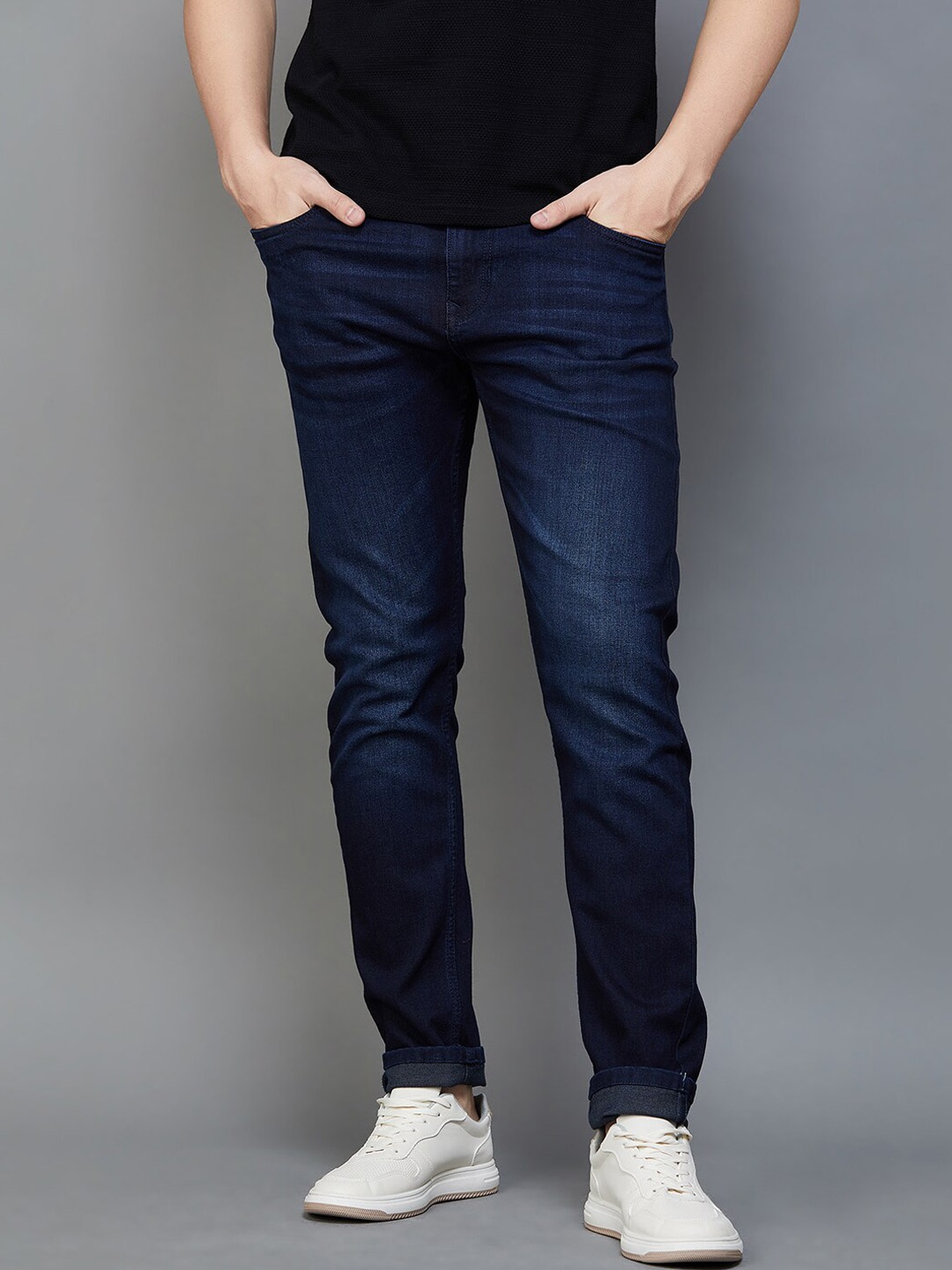 

Fame Forever by Lifestyle Men Light Fade Stretchable Cotton Lycra Stretchable Jeans, Navy blue