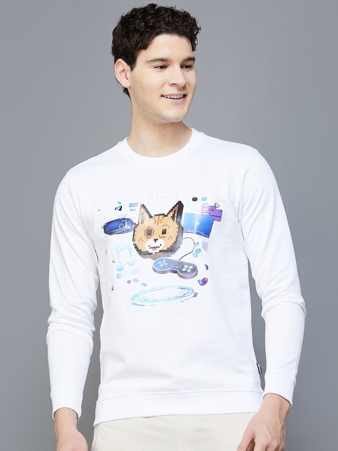 

Fame Forever by Lifestyle Graphic Printed Cotton Sweatshirt, White