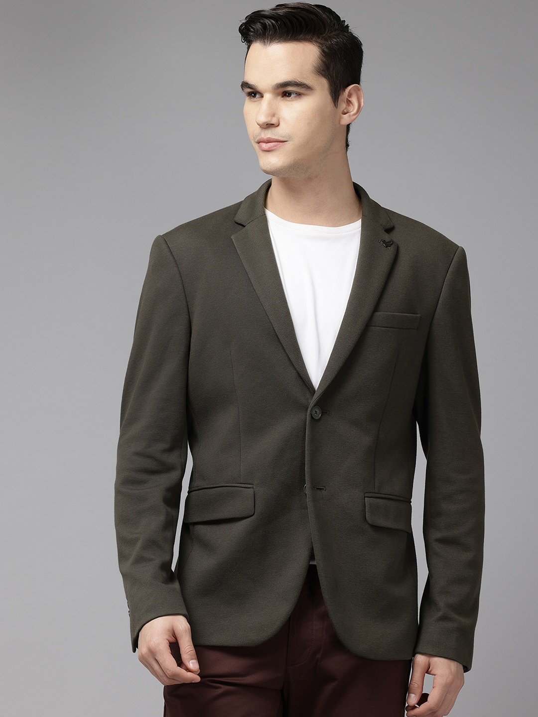 

Blackberrys Slim Fit Notched Lapel Single-Breasted Blazer, Olive