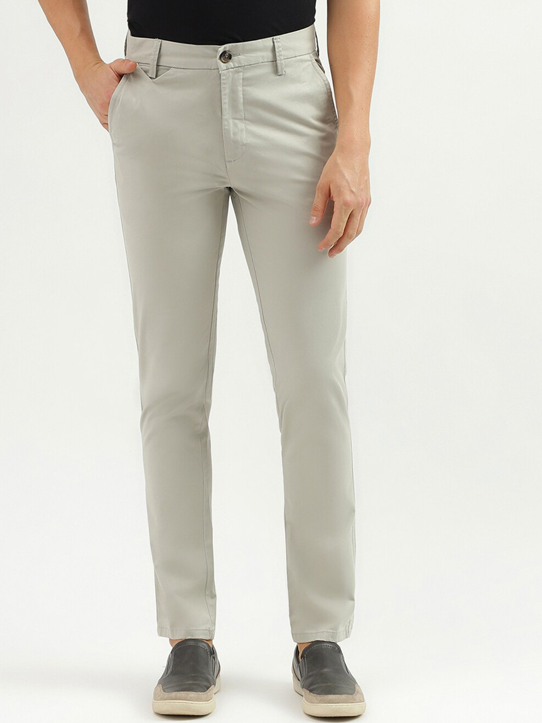 

United Colors of Benetton Men Mid-Rise Slim Fit Trousers, Grey