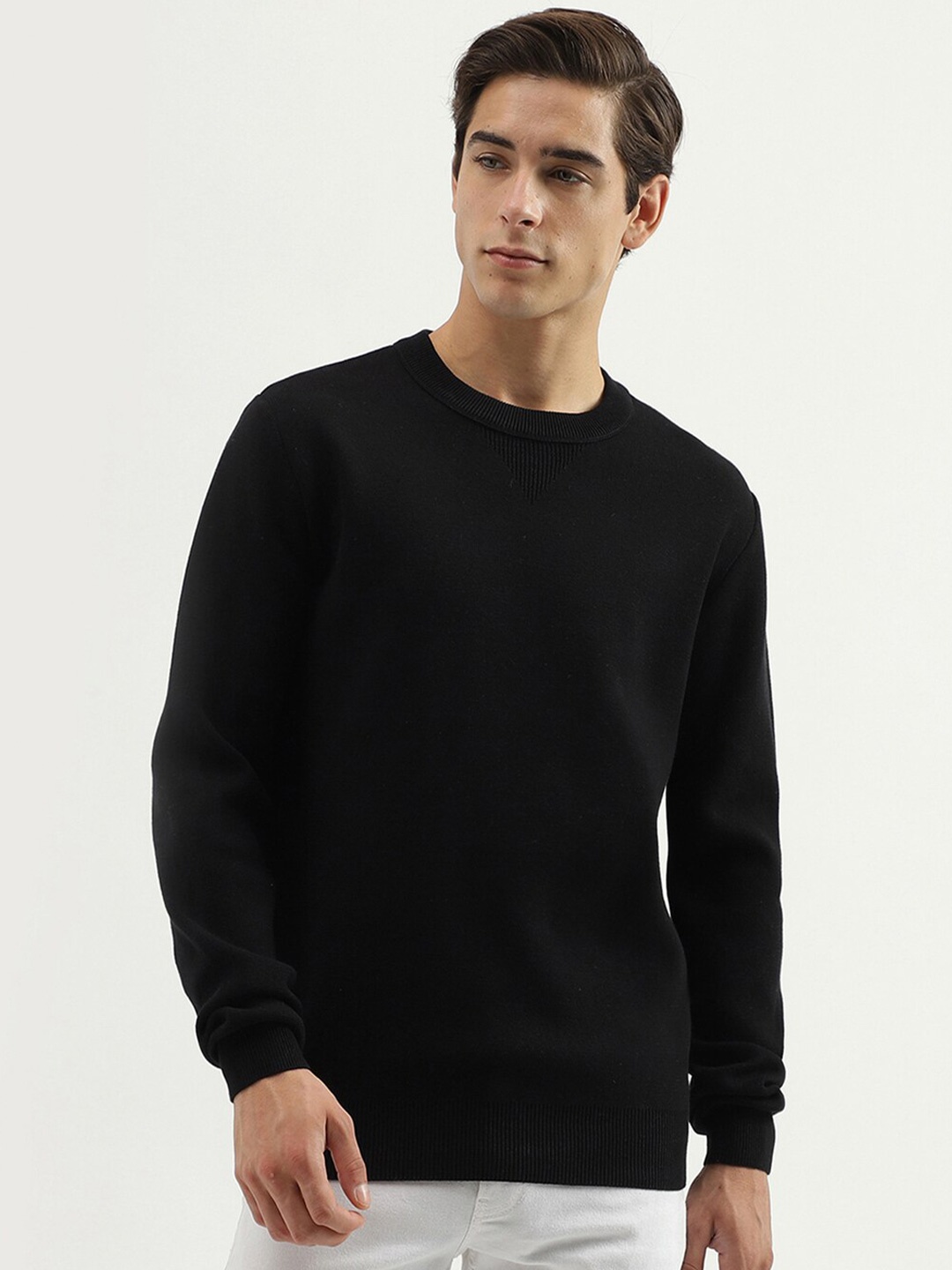 

United Colors of Benetton Crew Neck Cotton Pullover Sweater, Black